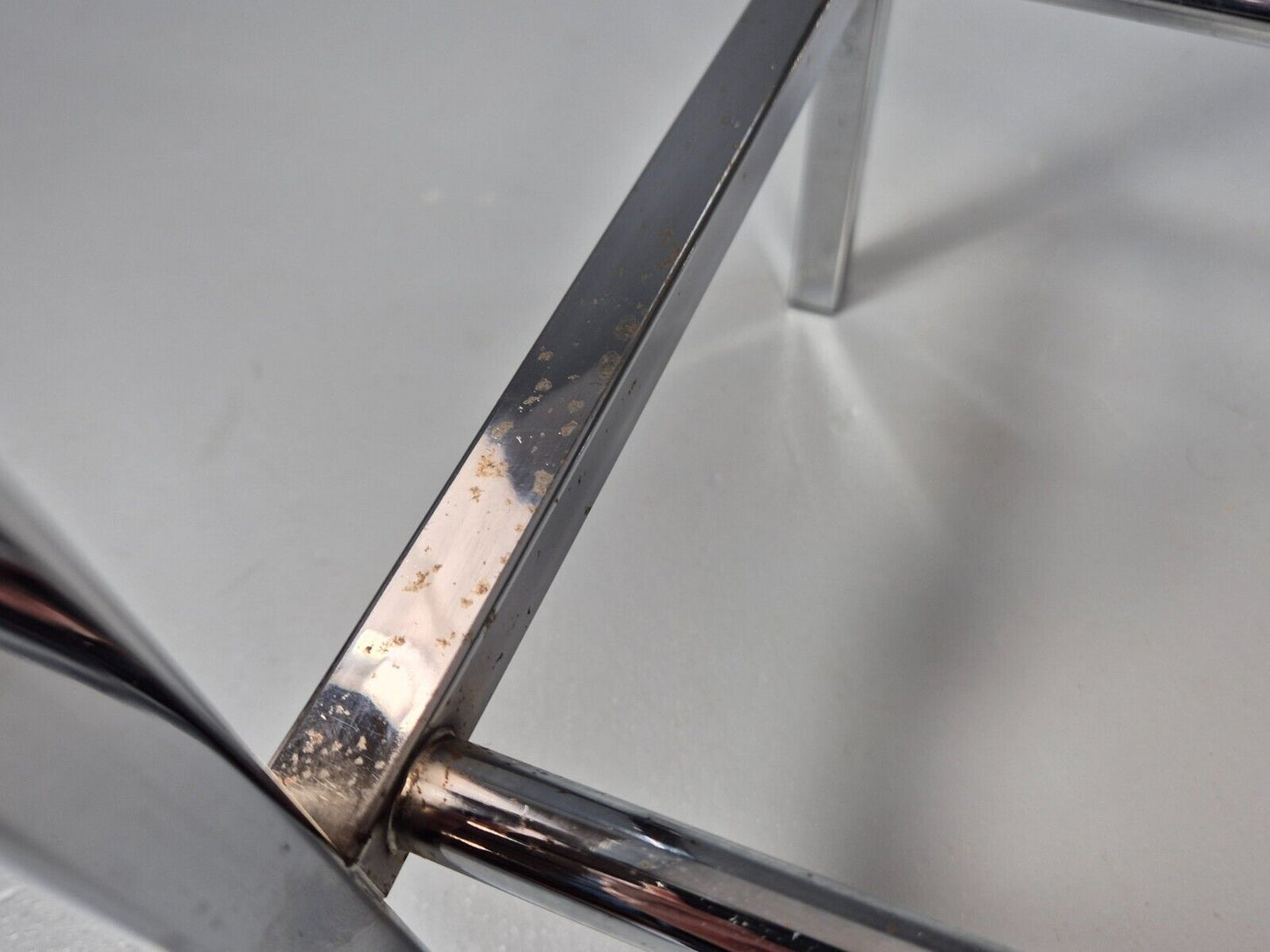 VintagePiano or Dressing Table Stool White Vinyl Chrome 1980s Retro EB9162 MFOO - UKDK FURNITURE