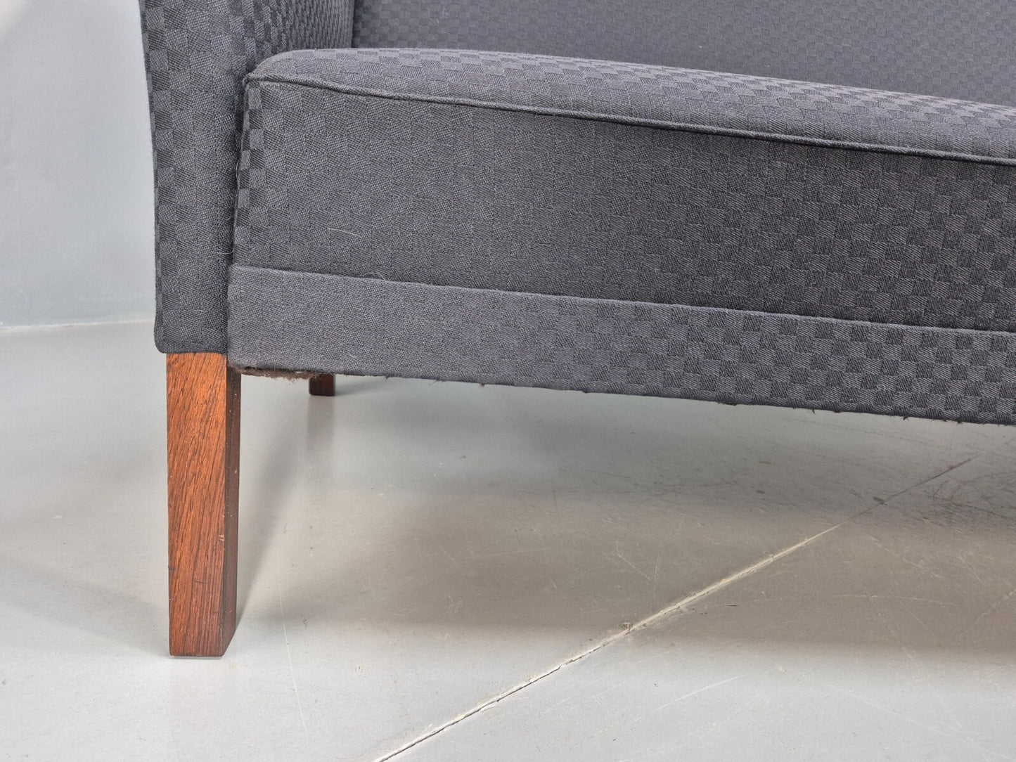 Vintage Danish 3 Seat Sofa Blue Check Cotton Mogensen MCM 1960s EB8589 M3SS - UKDK FURNITURE