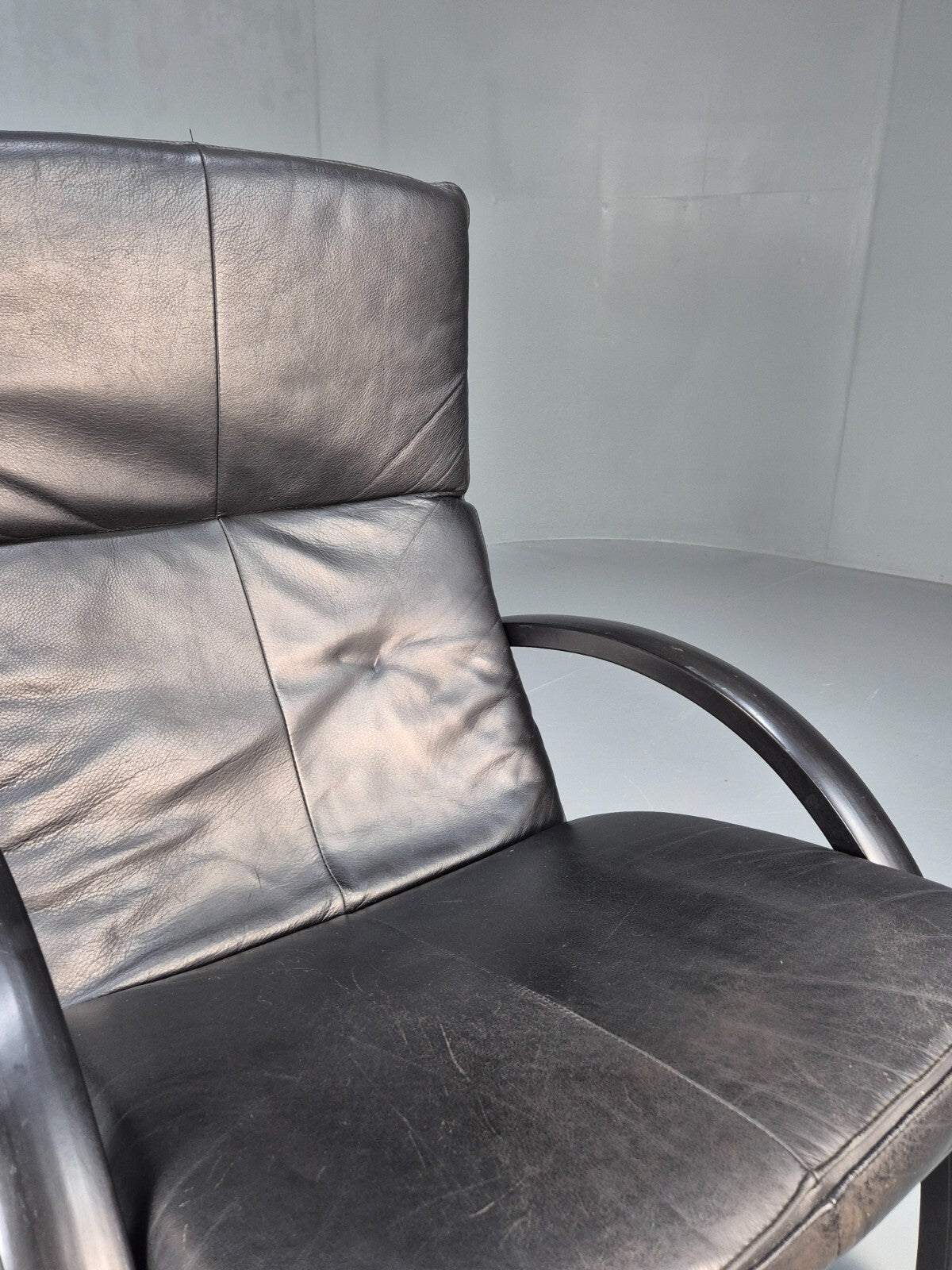 Vintage Danish Bentwood Armchair Black Leather Black Frame Reclining EB8770 MBEN - UKDK FURNITURE