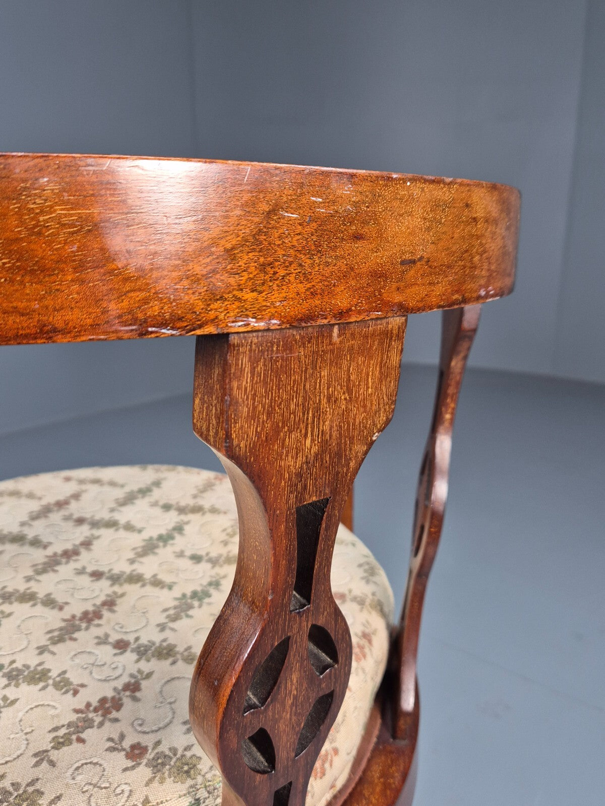 Antique Walnut Tub Chair Edwardian Sheraton Revival 1900s EB9476 VCLO - UKDK FURNITURE