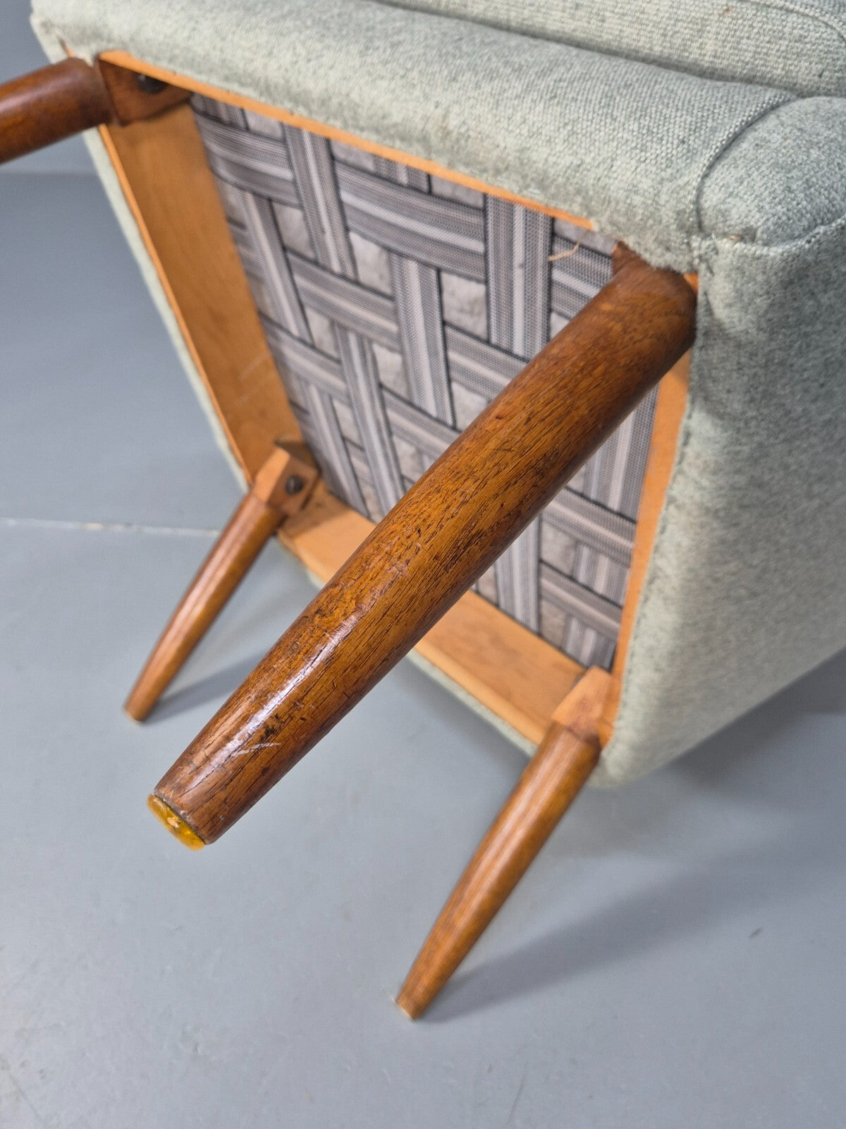 Mid Century Danish Chair Light Mint Grey Wool Oak Legs Vintage MNOR - UKDK FURNITURE