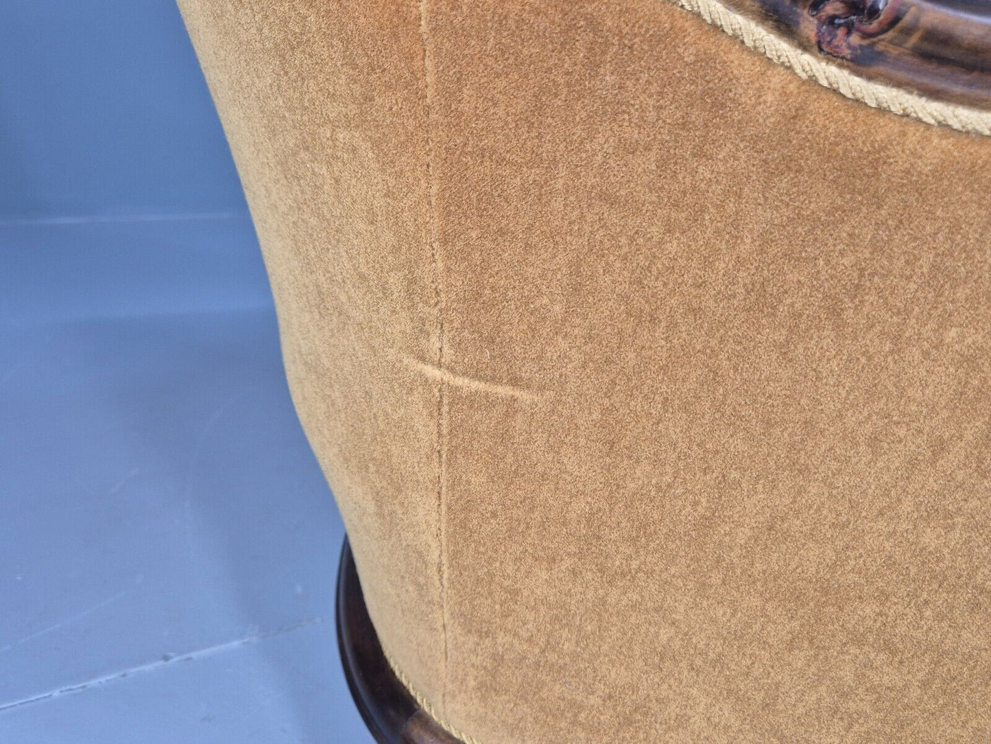 2 Vintage Danish Antique Chairs Gold Velour 1930s Carved Wood EB8969 VCLO - UKDK FURNITURE