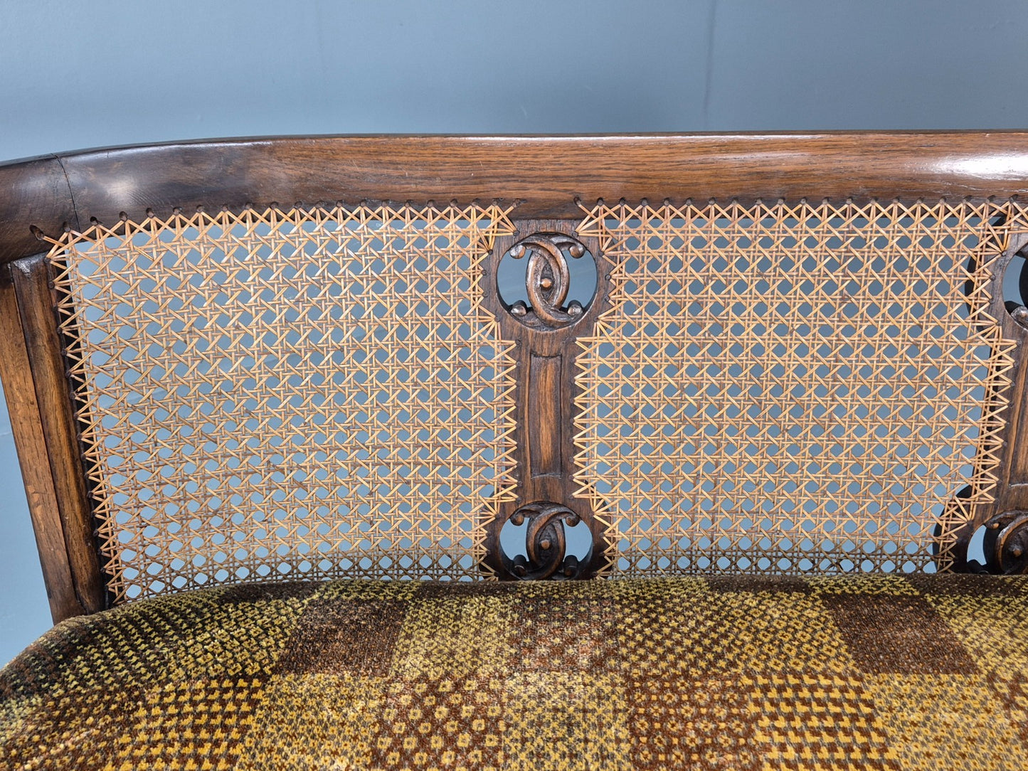 Art Deco Era Settee Two Seater Oak Frame `Bergere Back 1920s EB10692 VBER18