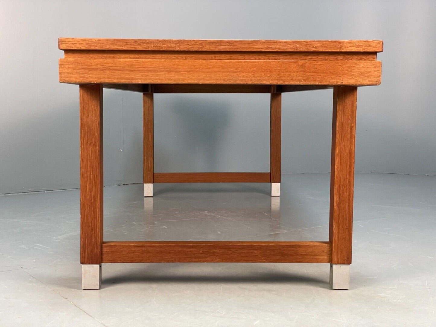 Midcentury Danish Teak Rectangular Coffee Table With Metal Feet EB8672 MWOO - UKDK FURNITURE