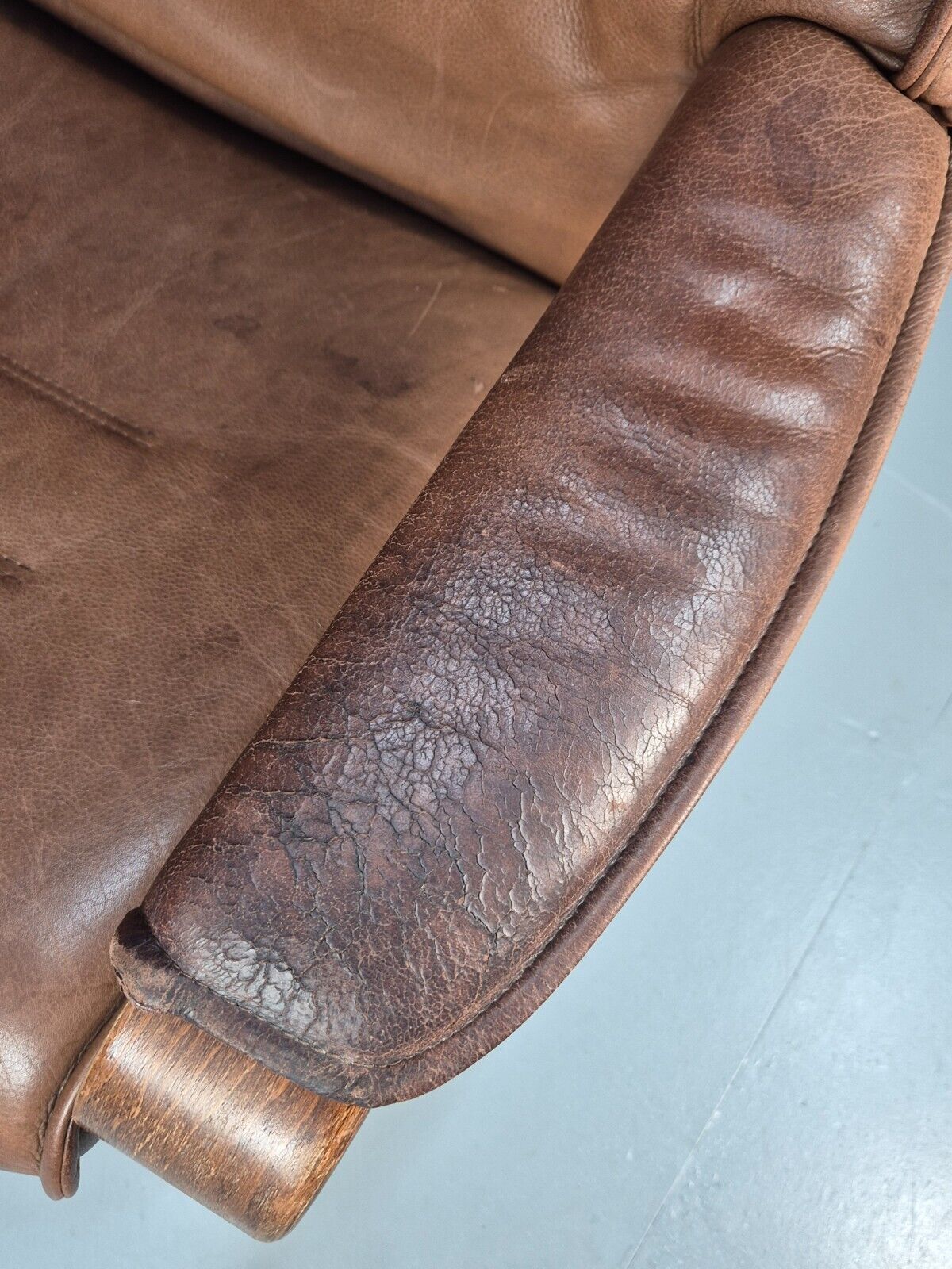 Vintage Danish Lounge Chair Brown Leather Bentwood Reclines Retro EB8783 MBEN - UKDK FURNITURE