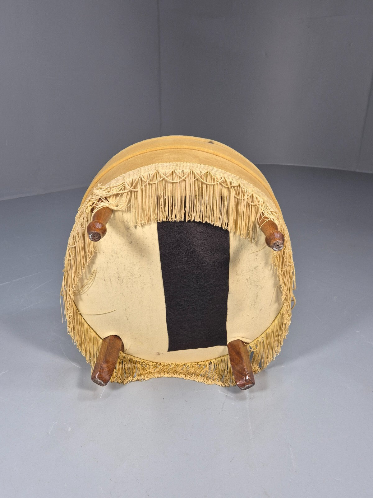 Vintage Yellow Velour Nursing Chair Button Back Tassels Retro EB9700 VCLO - UKDK FURNITURE