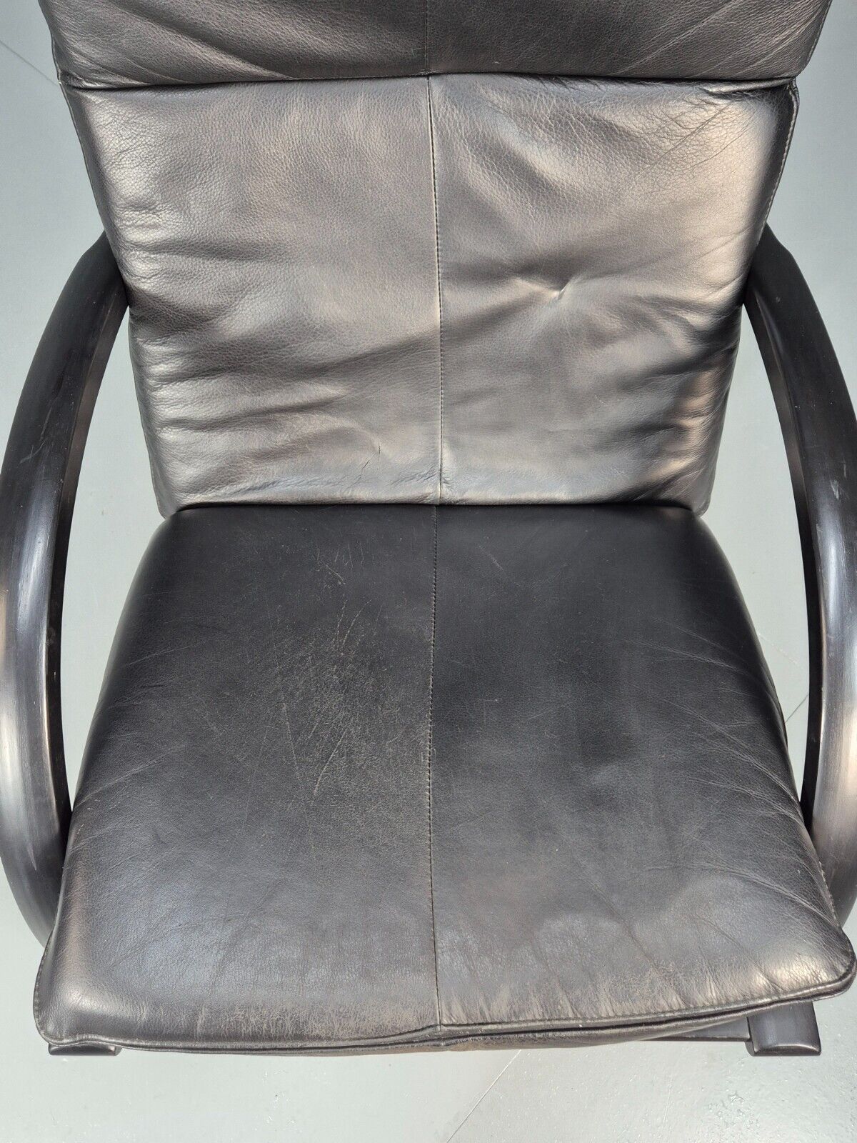 Vintage Danish Bentwood Armchair Black Leather Black Frame Reclining EB8770 MBEN - UKDK FURNITURE