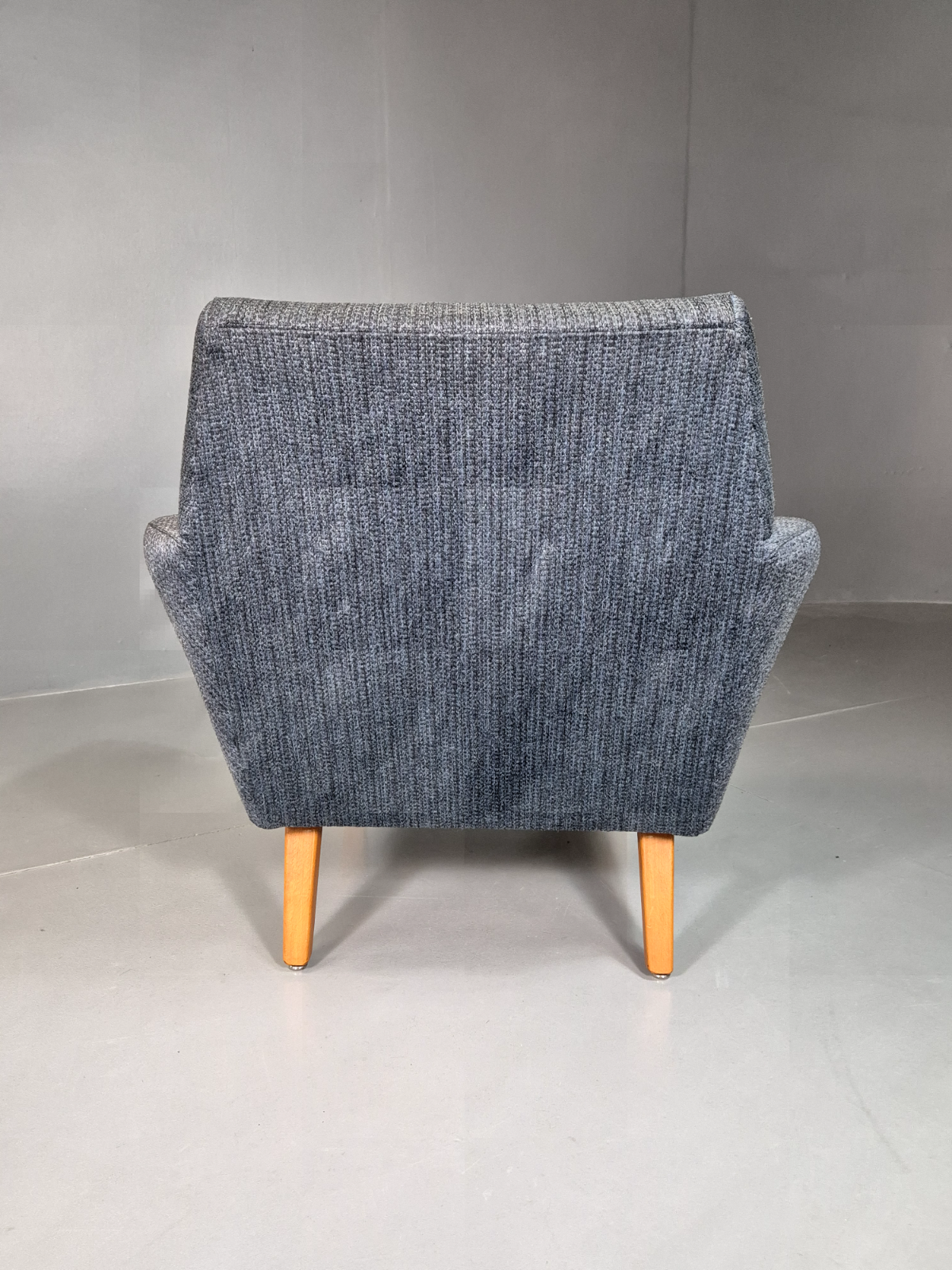 Vintage Swedish Lounge Chair Blue Wool Teak Paws 1960s Retro MCM EB7510 MNOR - UKDK FURNITURE