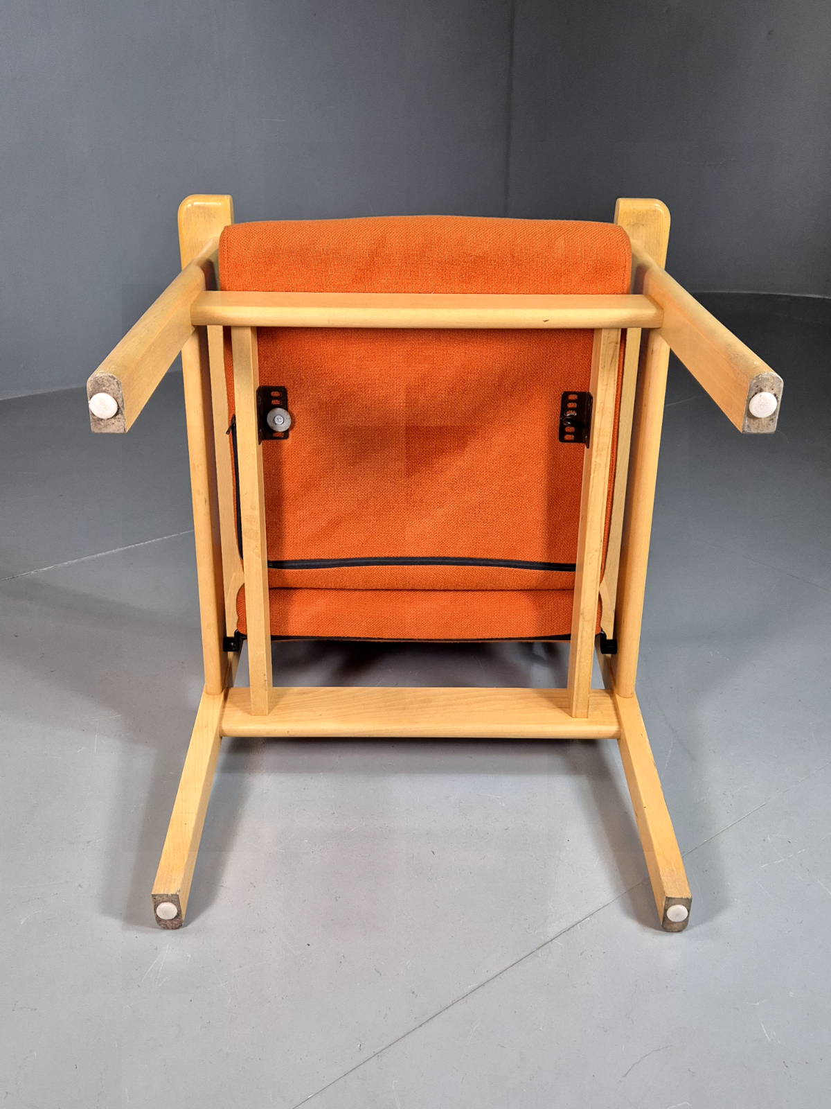 Vintage Danish Elbow Chair Orange Wool Beech Frame 1980s Retro EB7344 MNOR - UKDK FURNITURE