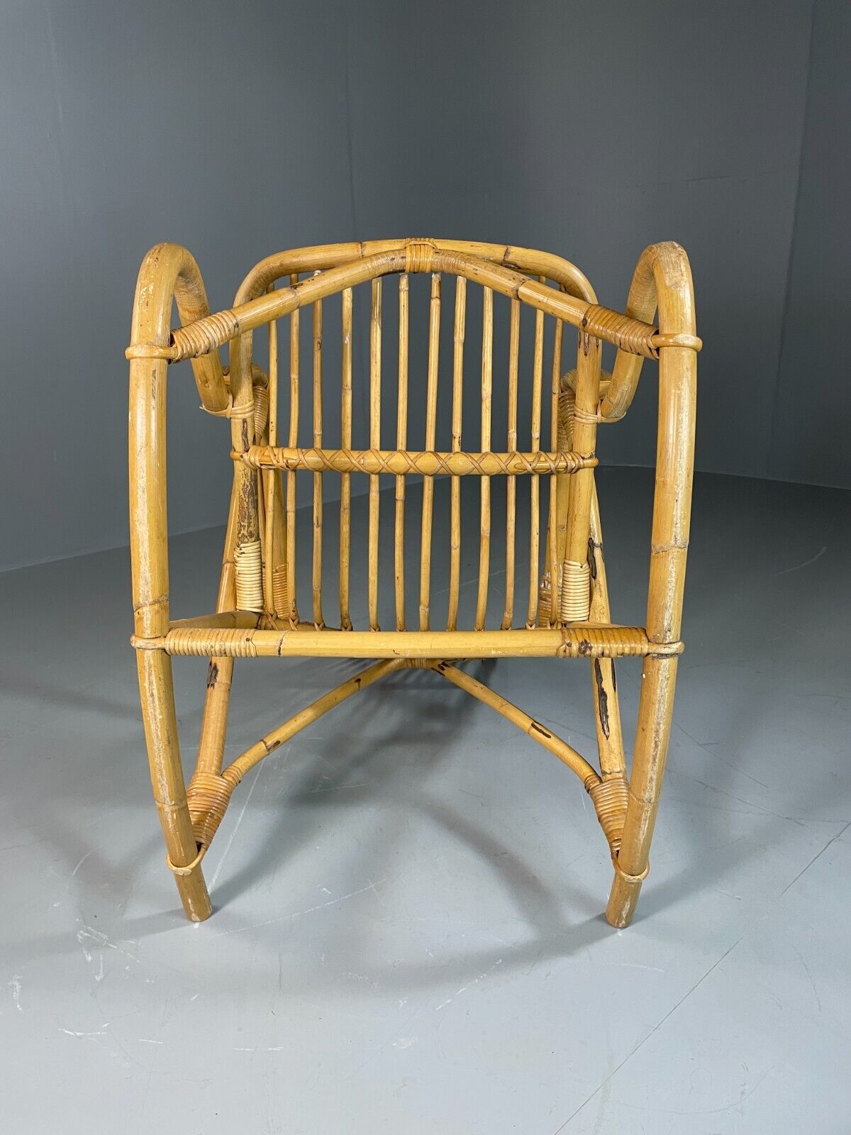 Vintage Cane Rocking Chair Floral 1970s Retro EB6413 VBER - UKDK FURNITURE