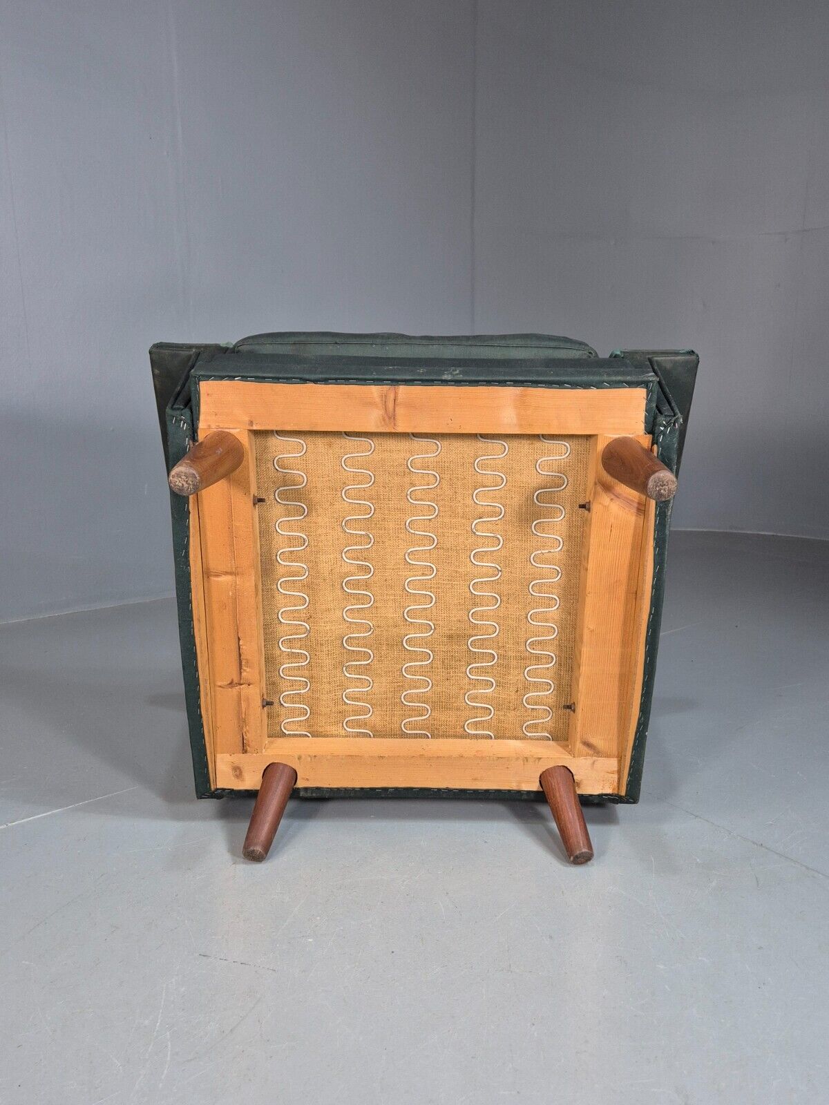 Mid Century Danish Lounge Chair Teak Legs Green Fabric Retro 1960s EB7444 MNOR - UKDK FURNITURE