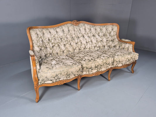 Vintage Danish Rococo Revival Floral upholstered 3 Seat Sofa EB9631 V3SS - UKDK FURNITURE