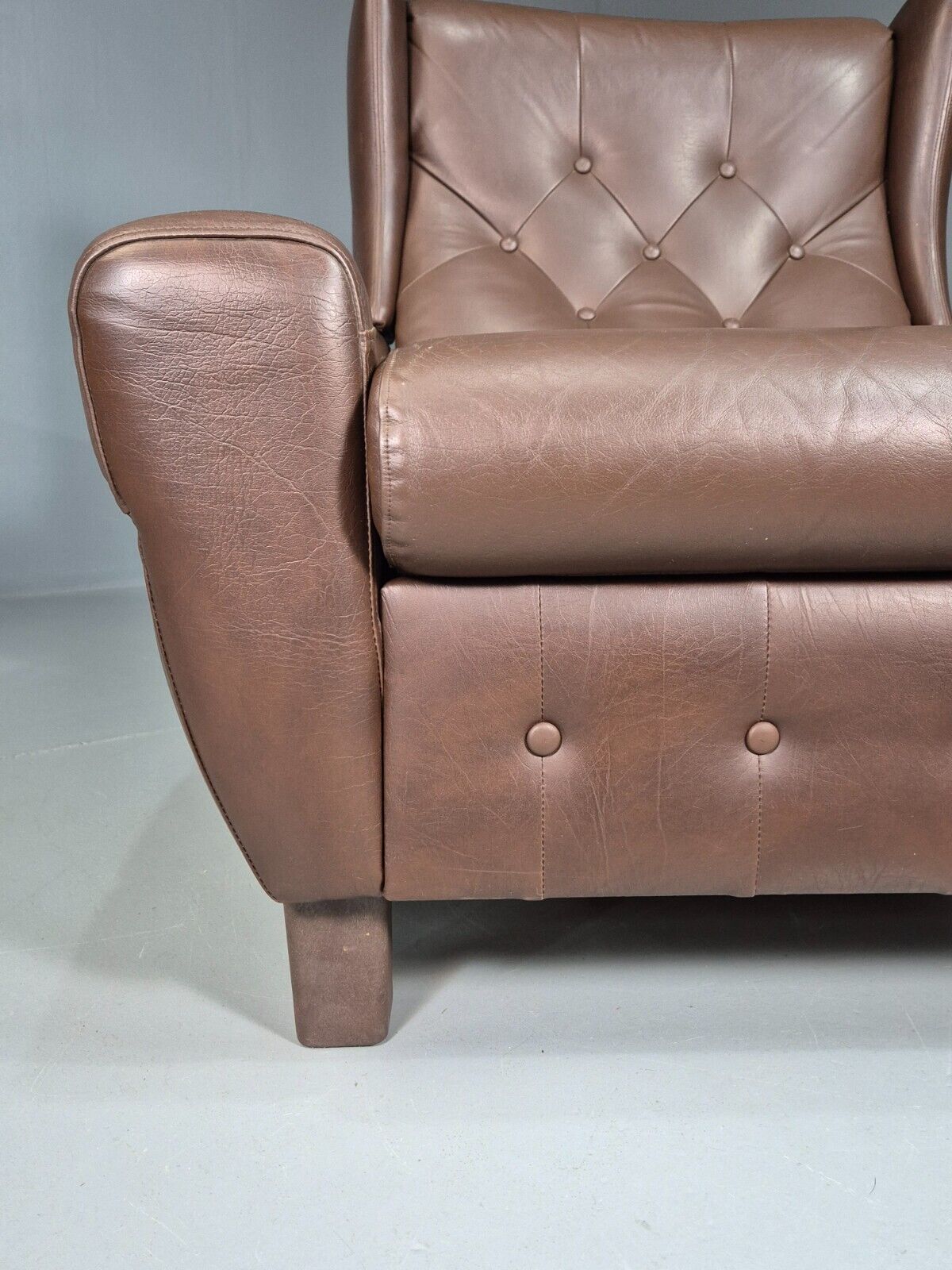 Vintage Danish Lounge Chair Brown LeatherWingback 1970s Retro MCM EB7815 MNOR - UKDK FURNITURE