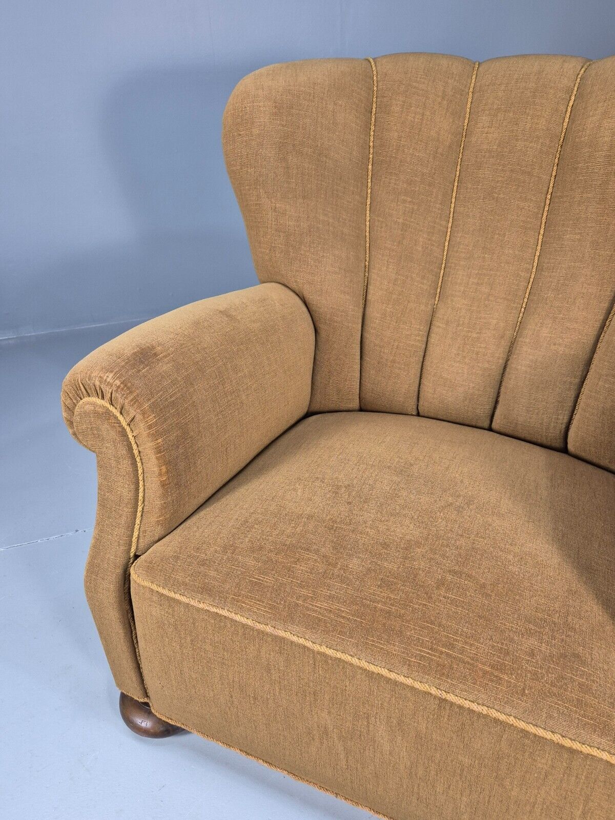 EB8932 Vintage Danish Lounge Chair Gold Velour Shell Back Deco 1930s EB8932 VCLO - UKDK FURNITURE
