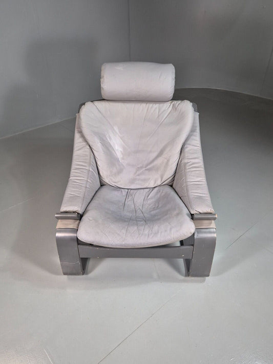 Vintage Swedish Lounge Chair Leather Krokken Fribytter Retro MCM EB7439 MBEN - UKDK FURNITURE