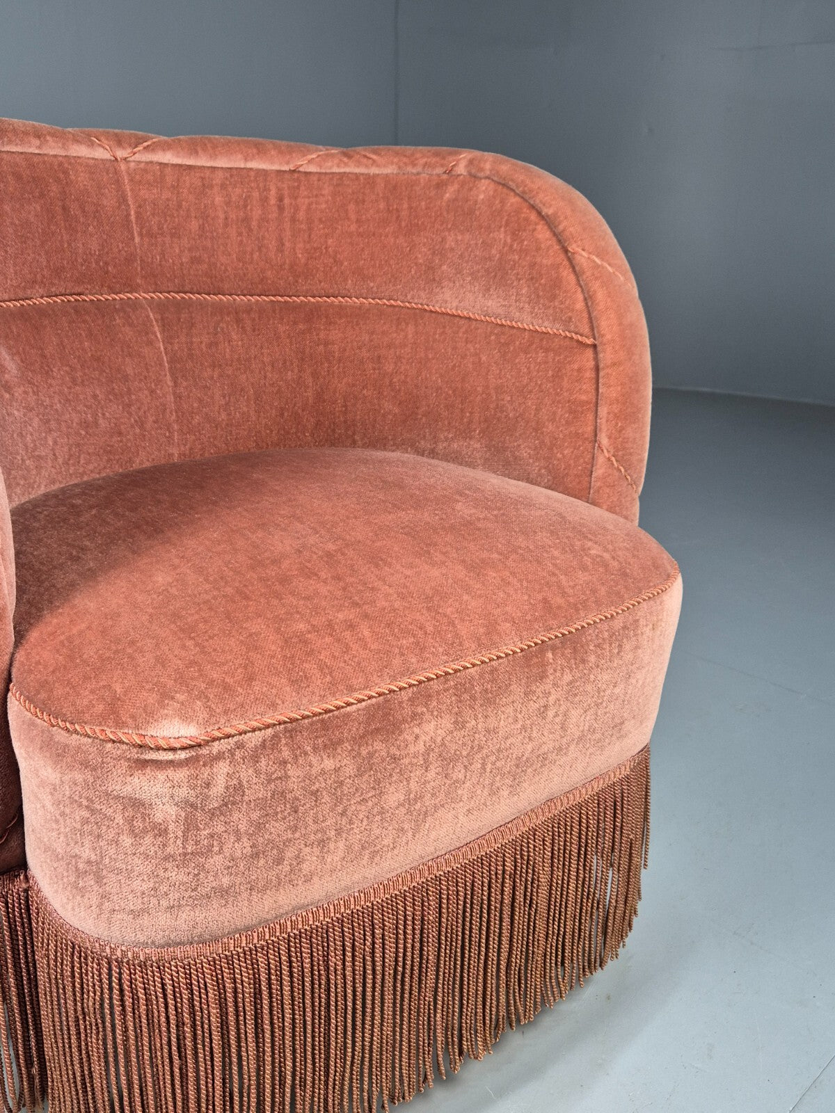 Vintage Pink Art Deco Tub Chair Danish 1930s Tassels EB9619 VCLO - UKDK FURNITURE