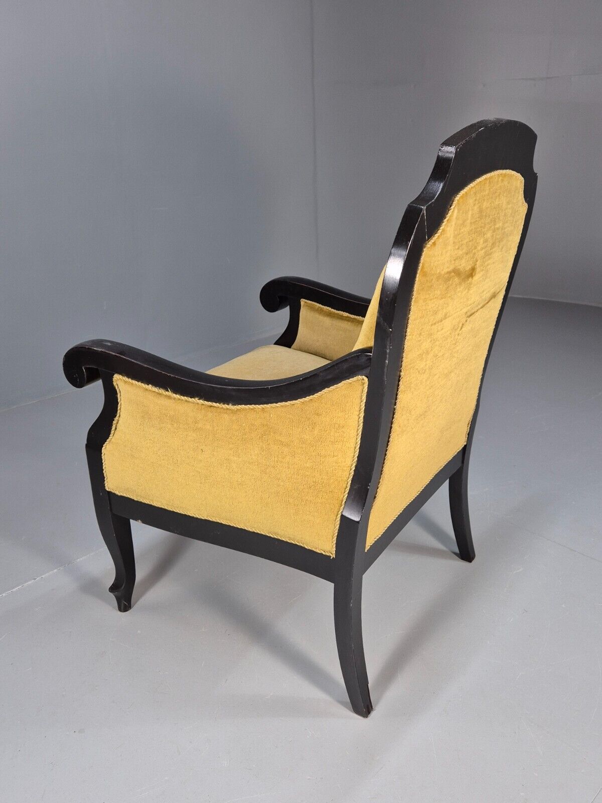 Vintage danish Lounge Chair Gold Velour Wood Frame Empire Style EB8933 VCLO - UKDK FURNITURE