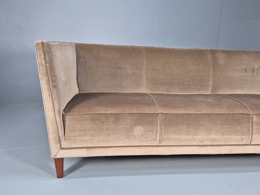 Vintage Danish Art Deco Sofa Mink Velour Straight Arm and Back 1930s EB9159 V3SS - UKDK FURNITURE