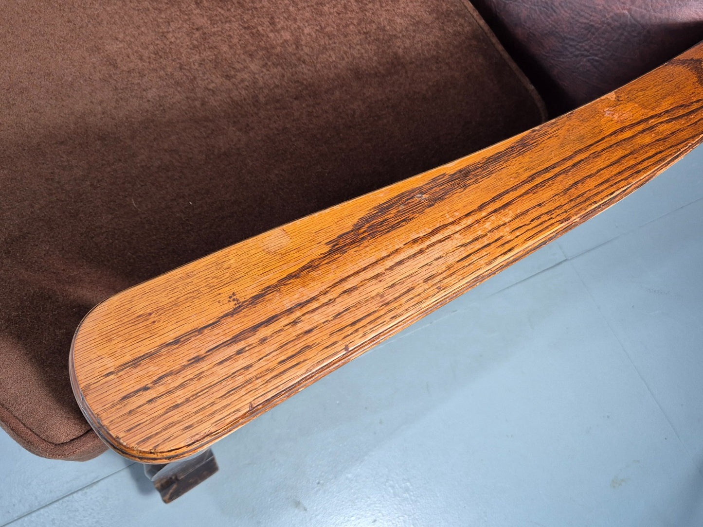 Two Seater Edwardian Sofa Baroque Oak Frame Rexine and Velour EB11265 V2SS17