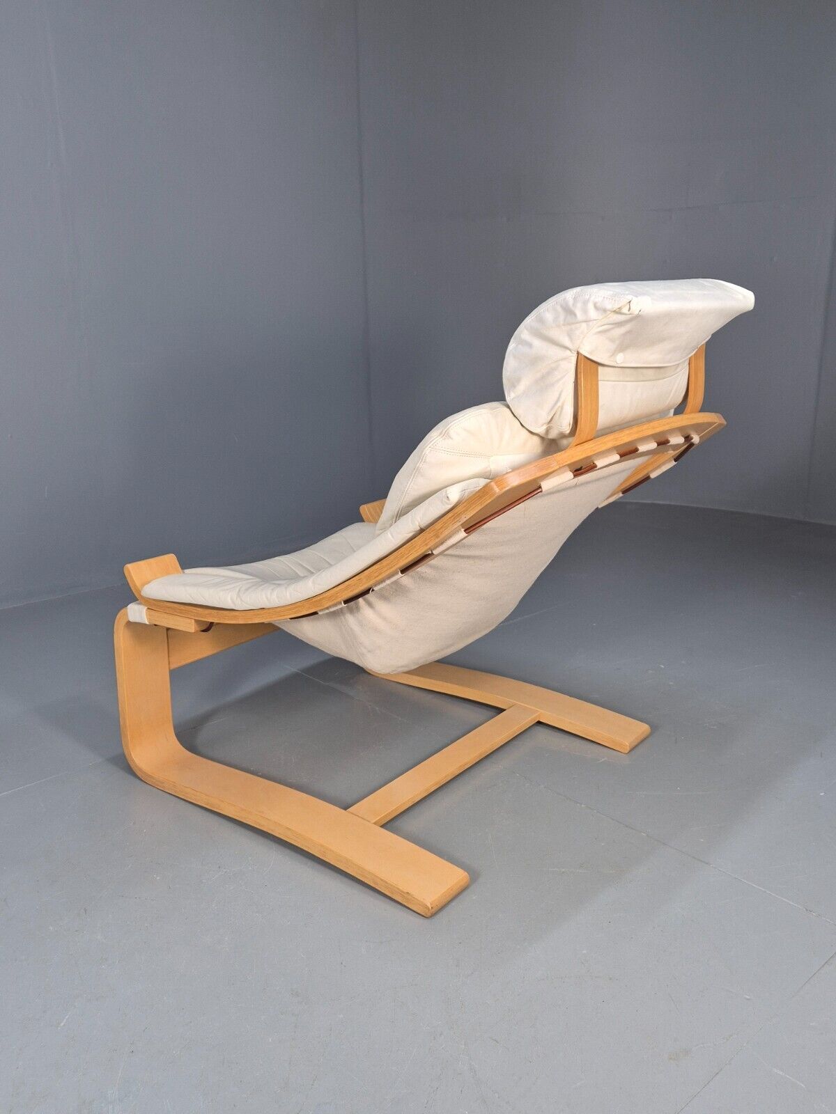 Vintage Swedish Lounge Chair Cream Leather Bentwood Krokken 1970s EB8750 MBEN - UKDK FURNITURE