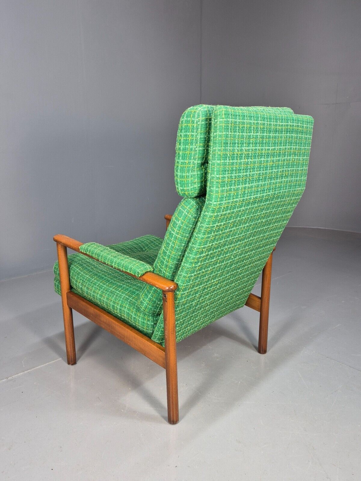 Vintage Danish Lounge Chair Green Wool Beech Frame Retro 1960s MCM EB8502 MNOR - UKDK FURNITURE