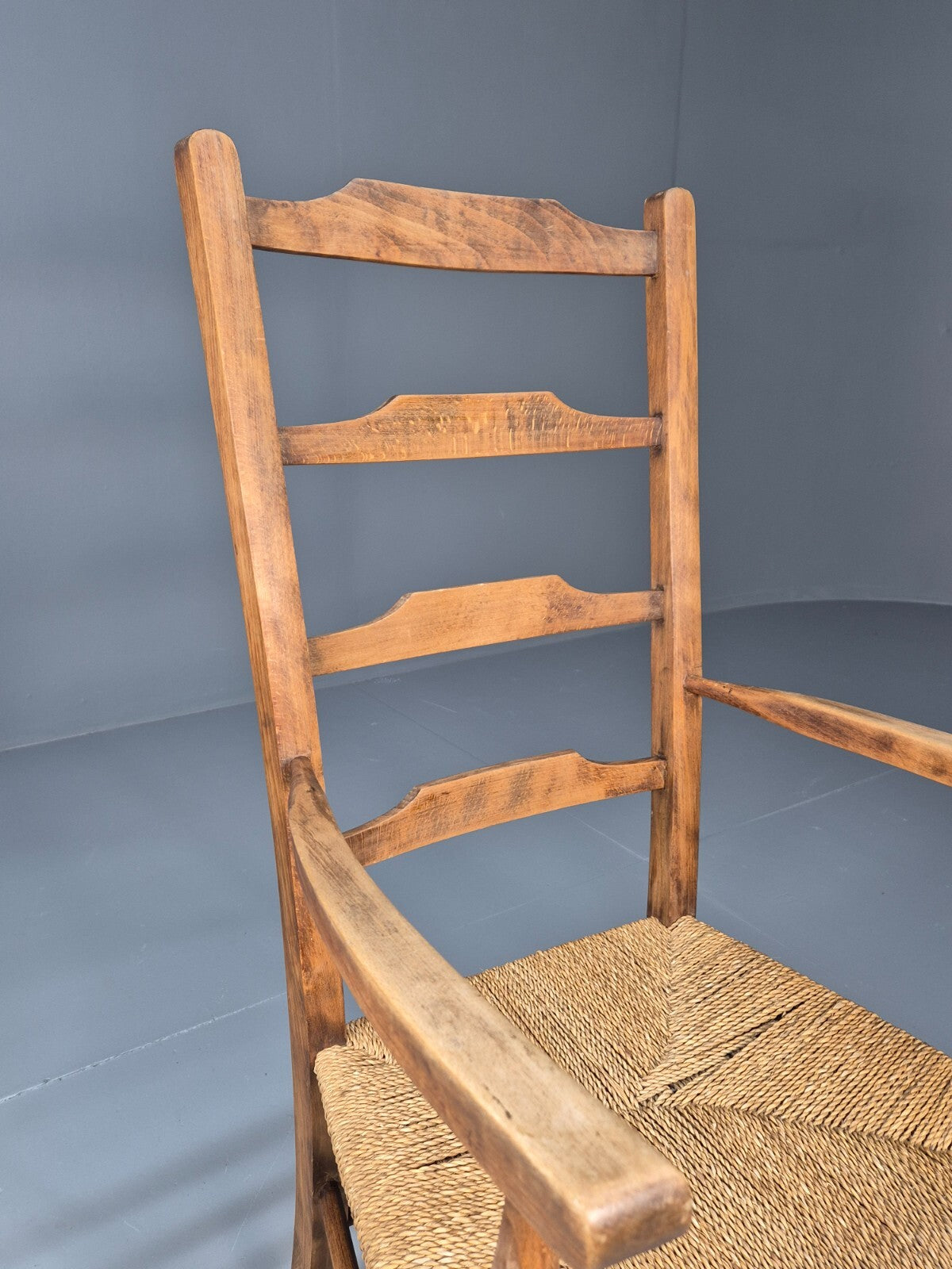 Vintage Danish Ladder Back Chair With Seagrass Seat EB8870 VBER - UKDK FURNITURE
