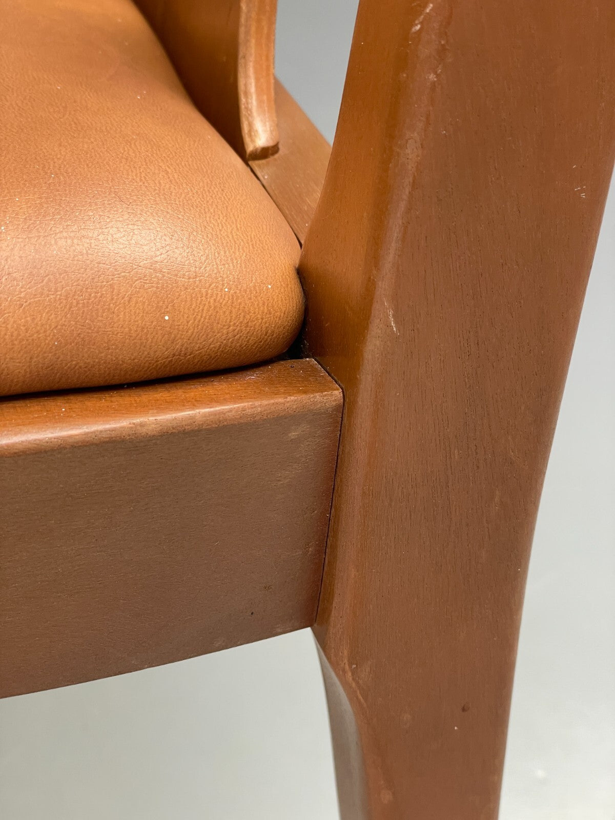 Vintage Nathan Tan Dining Chairs Set Of 4 Vinyl Mahogany 1970s EB9728 MDIN - UKDK FURNITURE