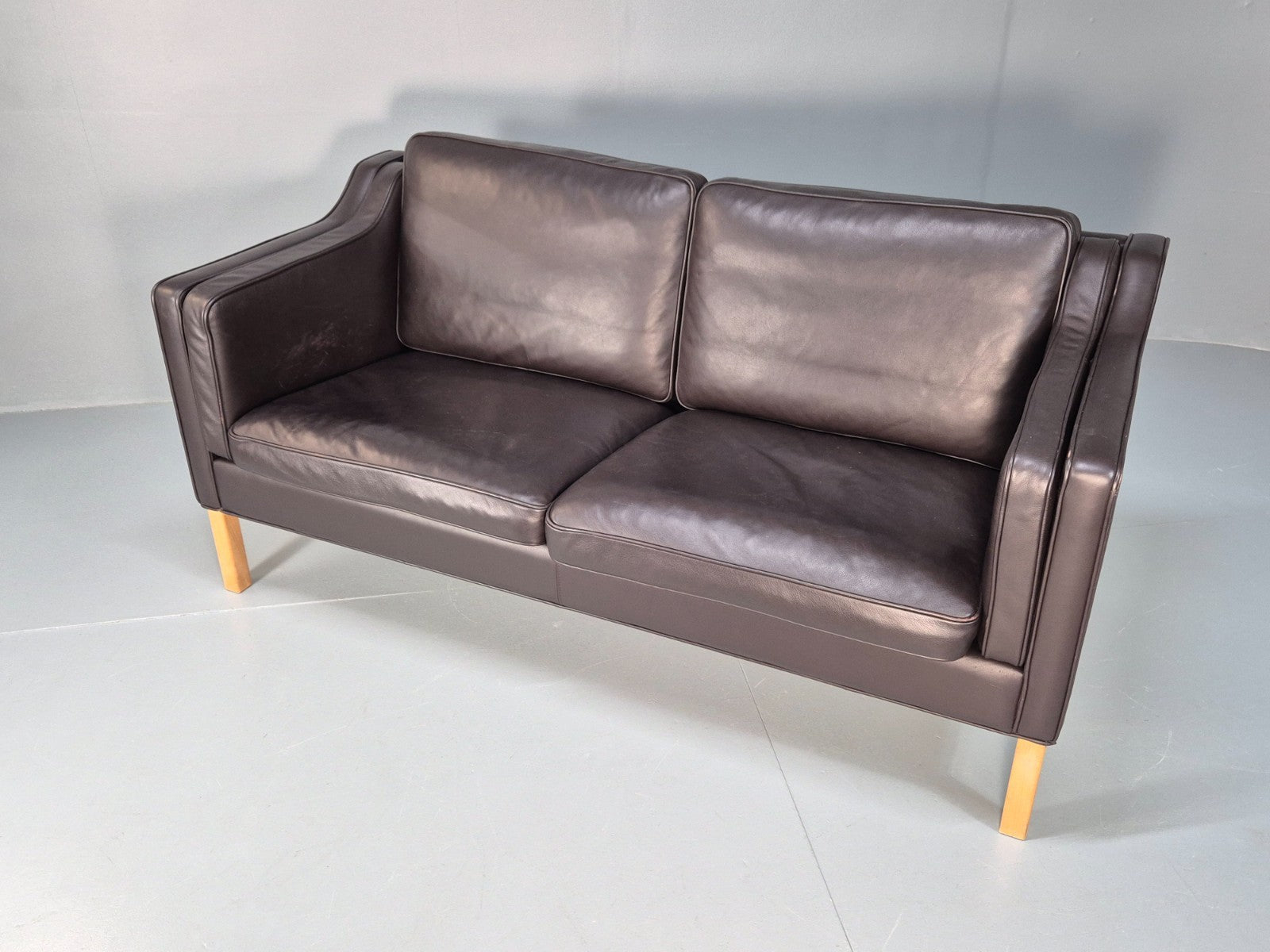 Mid Century Two Seater Sofa Danish Black Leather Mogensen Vintage  EB10107 M2SS6