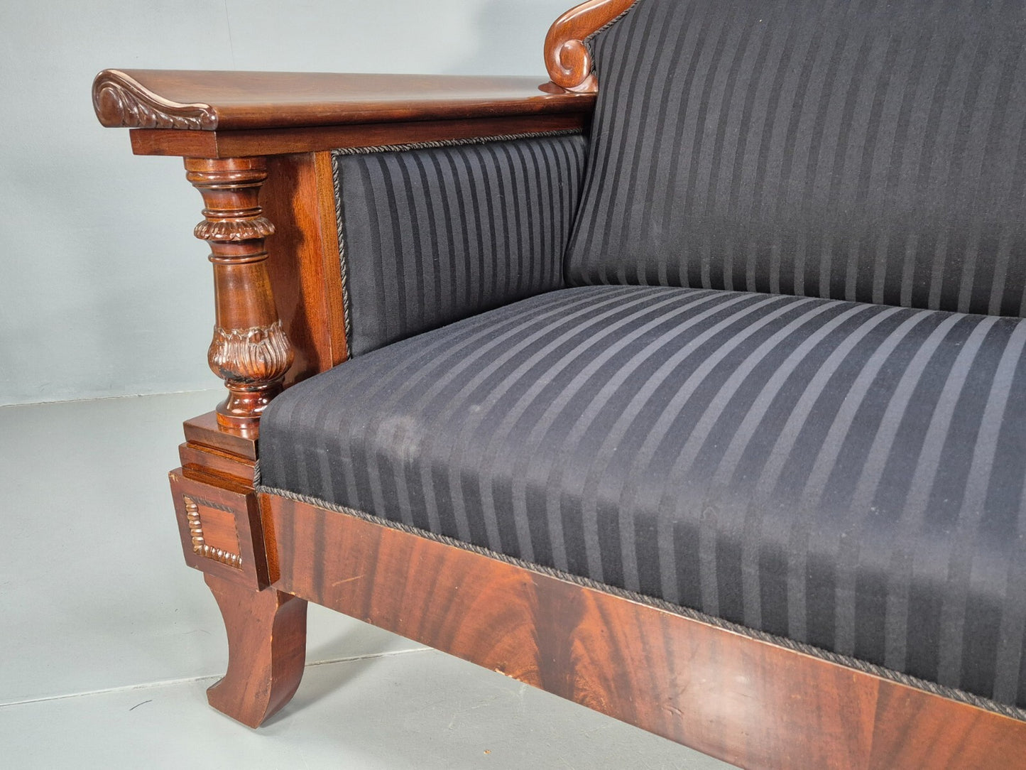 Vintage Scandinavian Biedermeier Mahogany Sofa Charcoal Antique EB9548 V3SS - UKDK FURNITURE