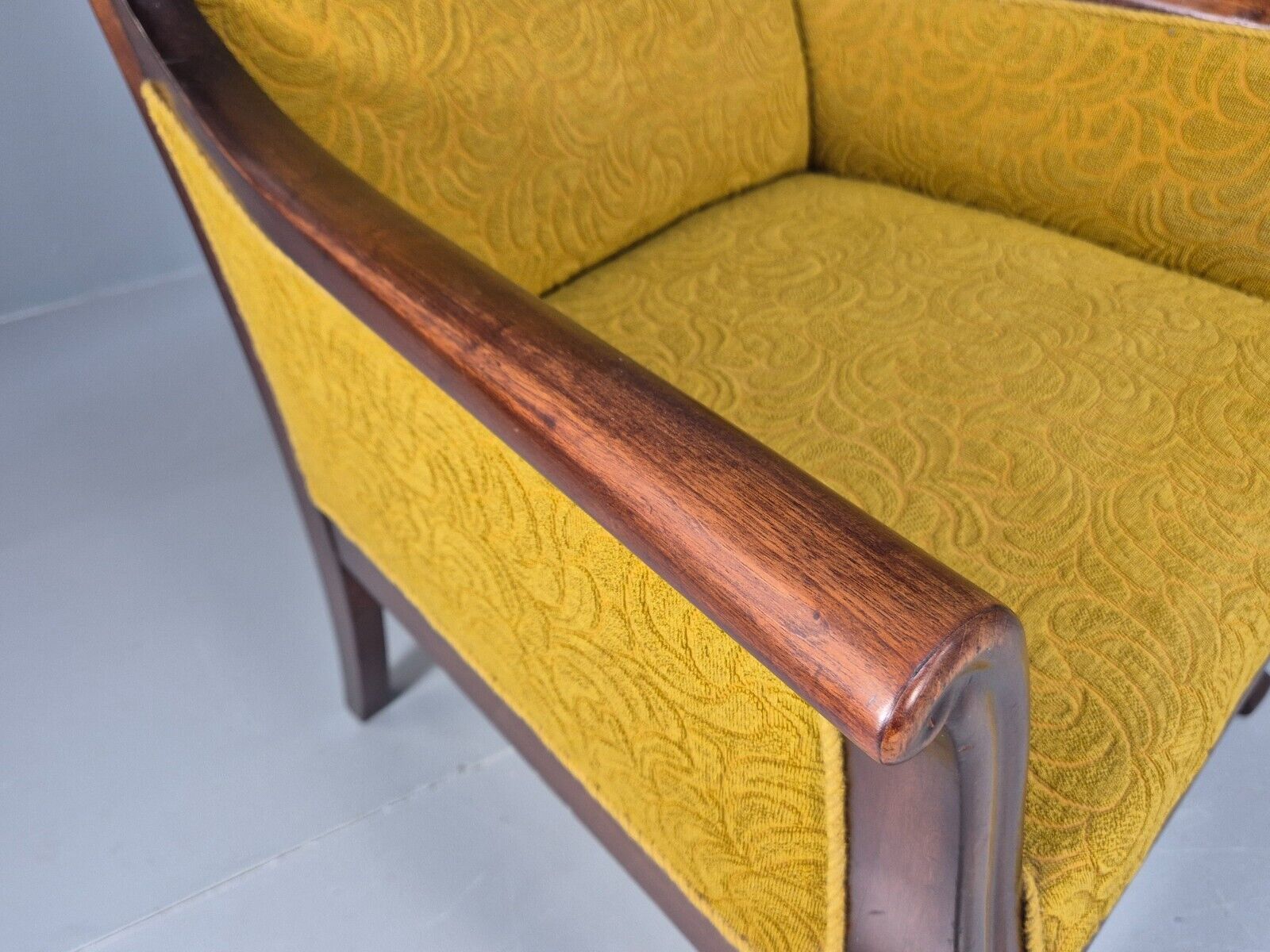 2 Danish Antique Chairs French Empire Style 1920s Mahogany Mustard EB9042 VCLO - UKDK FURNITURE