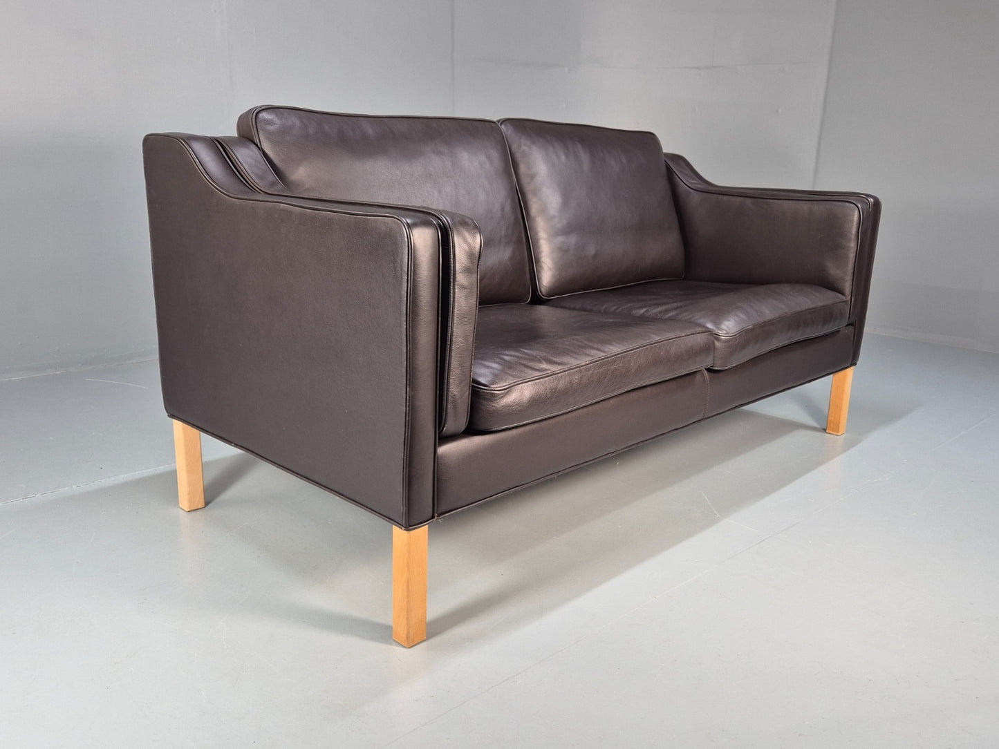 Mid Century Two Seater Sofa Danish Black Leather Mogensen Vintage  EB10107 M2SS10