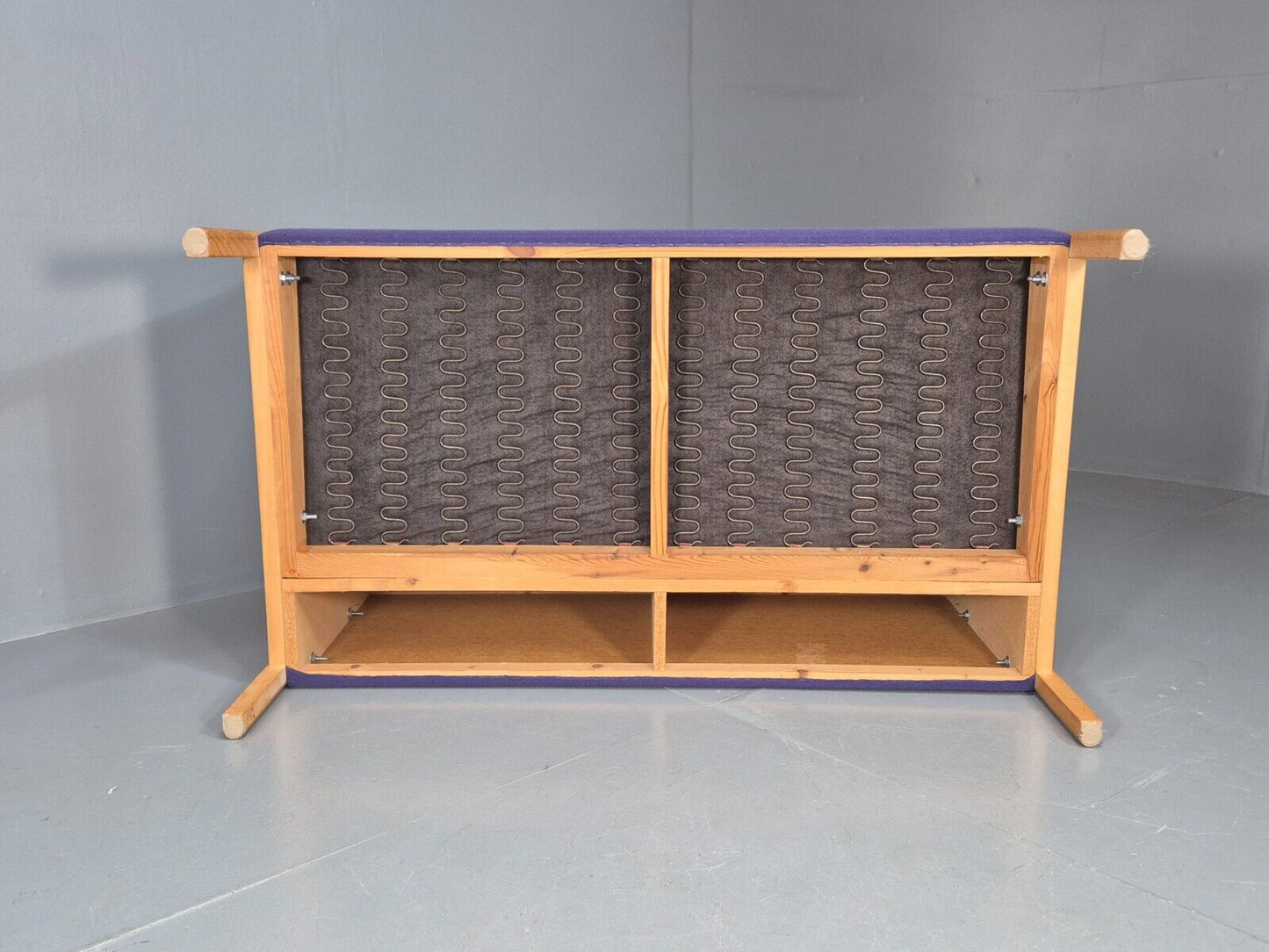 Vintage 2 Seat Sofa Purple Wool Beech End Stouby 1980s Retro MCM EB8575 M2SS - UKDK FURNITURE