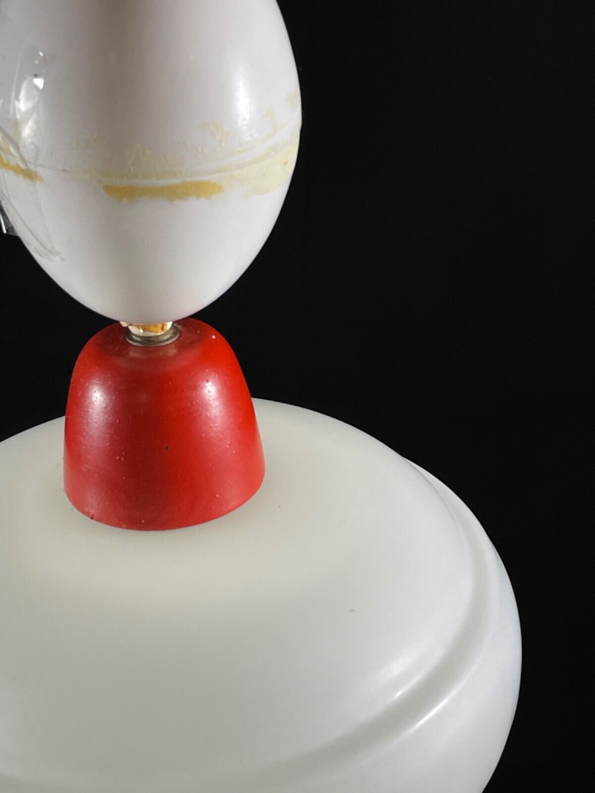 Danish Opaline Glass with Red and White Plastic Pendent Light, Retro EB5096 LCLC - UKDK FURNITURE