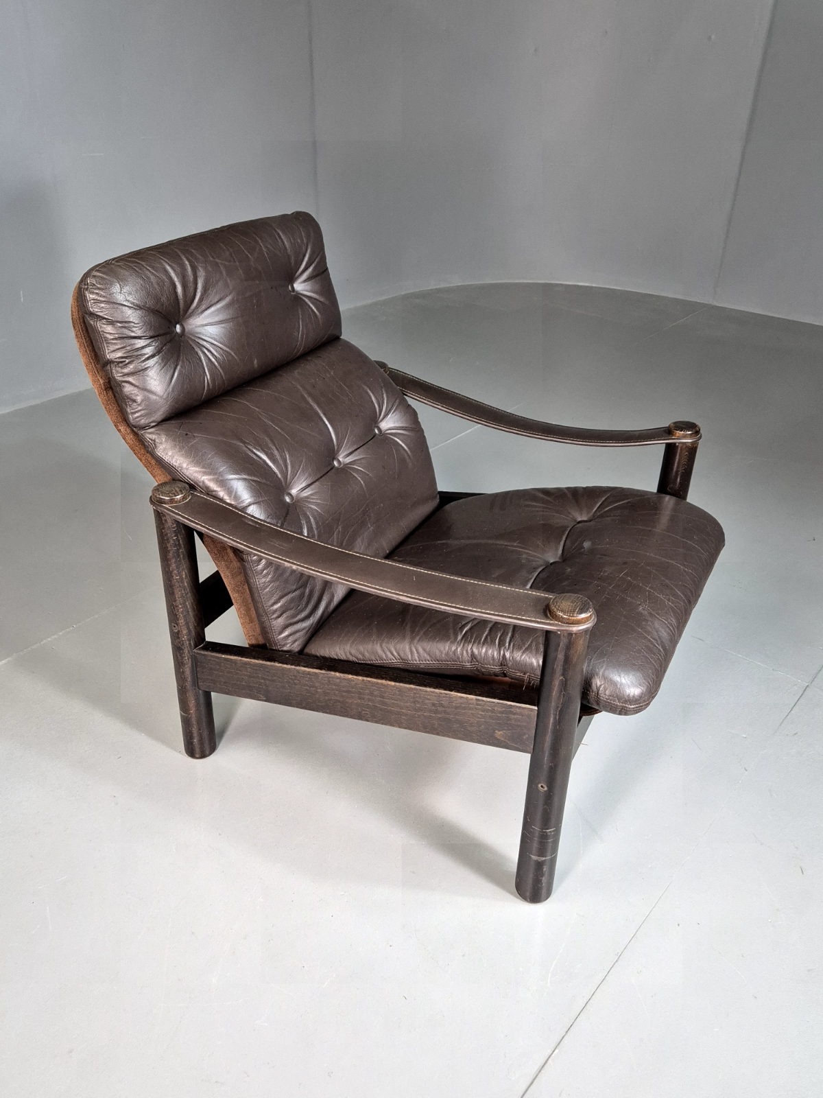 Vintage Danish Lounge Chair Brown Leather Ebbe Gehl Design Retro MCM EB7215 MNOR - UKDK FURNITURE