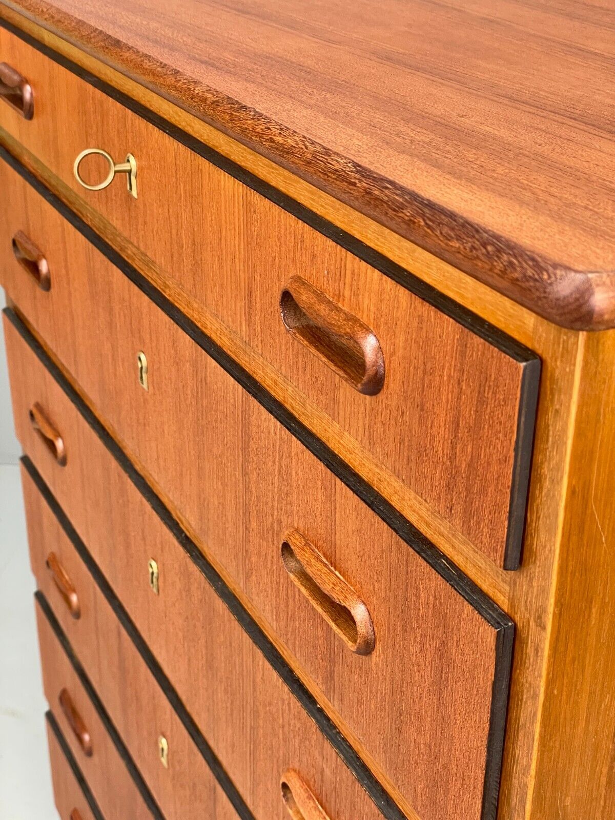 Vintage Danish Teak Chest Of Drawers Solid Handles Mid Century EB9117 MWOO - UKDK FURNITURE