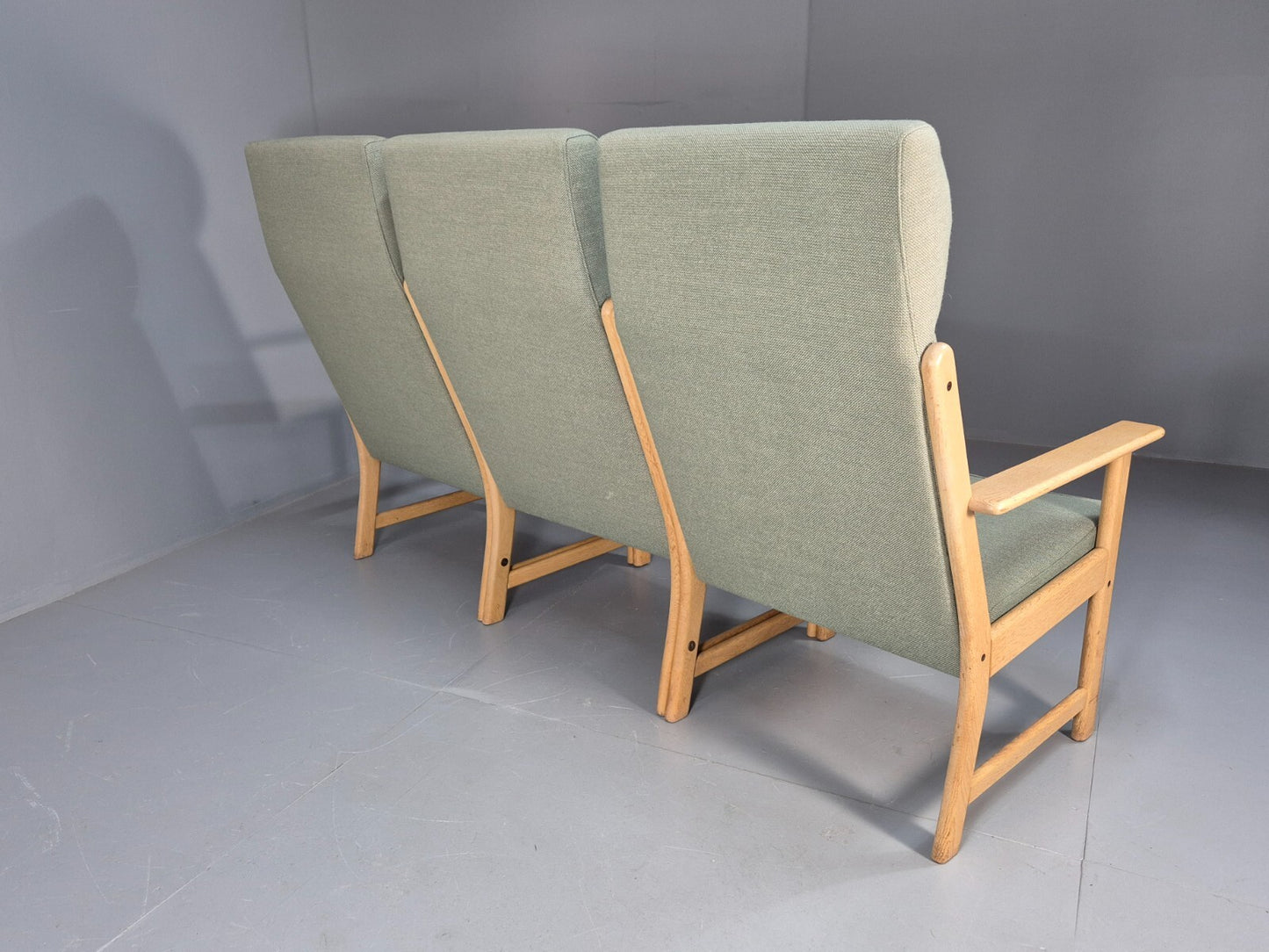 Green Wool and Oak Vintage Danish Sofa 1970s Modern Design Retro EB9263 M3SS - UKDK FURNITURE