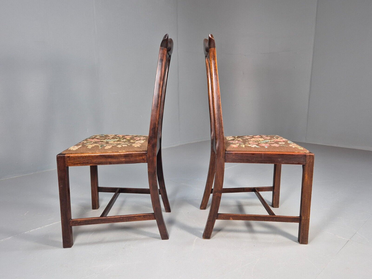 2 Antique Georgian Style Dining Chairs Mahogany Chippendale Style EB9147 VDIN - UKDK FURNITURE