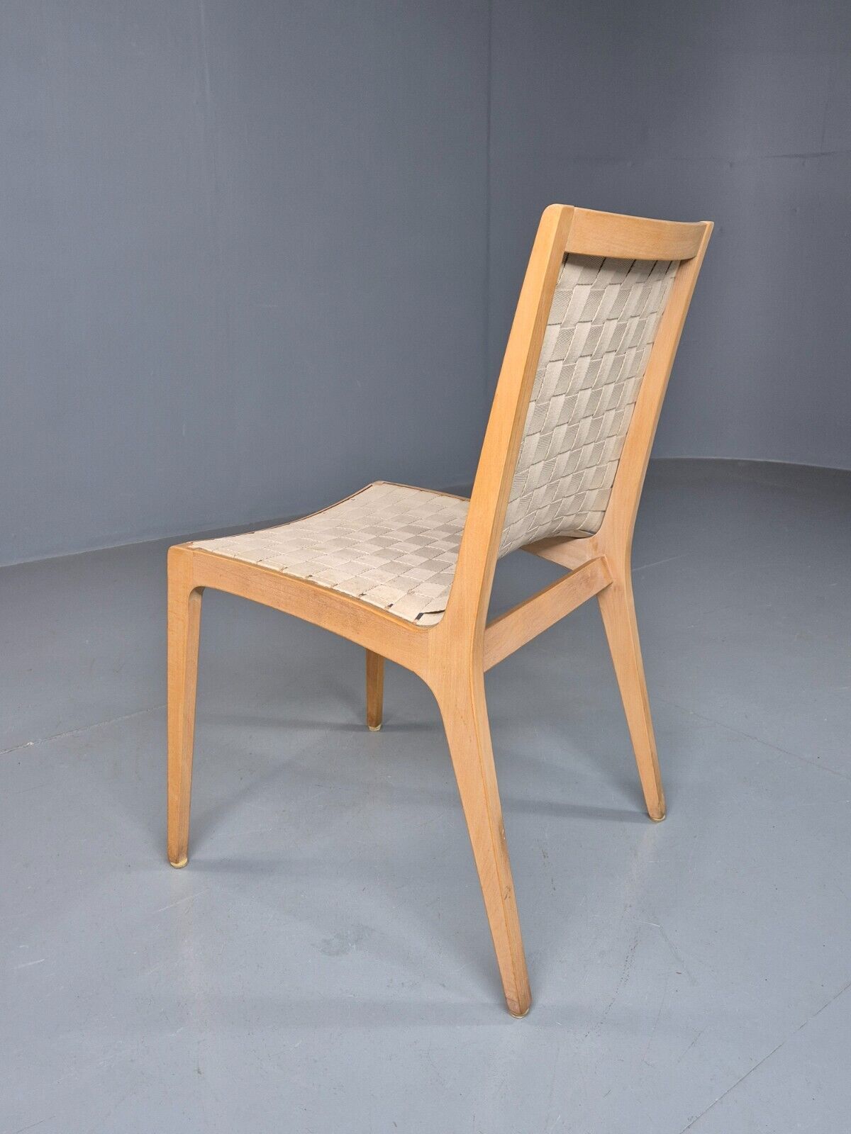 Vintage Danish Dining Chair Cream Canvas Finn Ostergaard Retro MCM EB8282 MDIN - UKDK FURNITURE