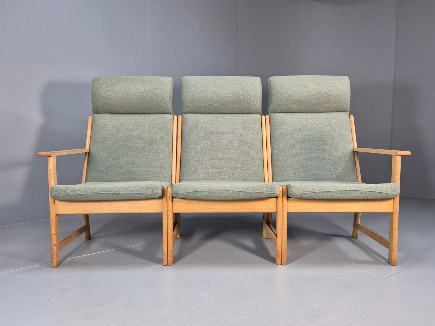 Green Wool and Oak Vintage Danish Sofa 1970s Modern Design Retro EB9263 M3SS - UKDK FURNITURE
