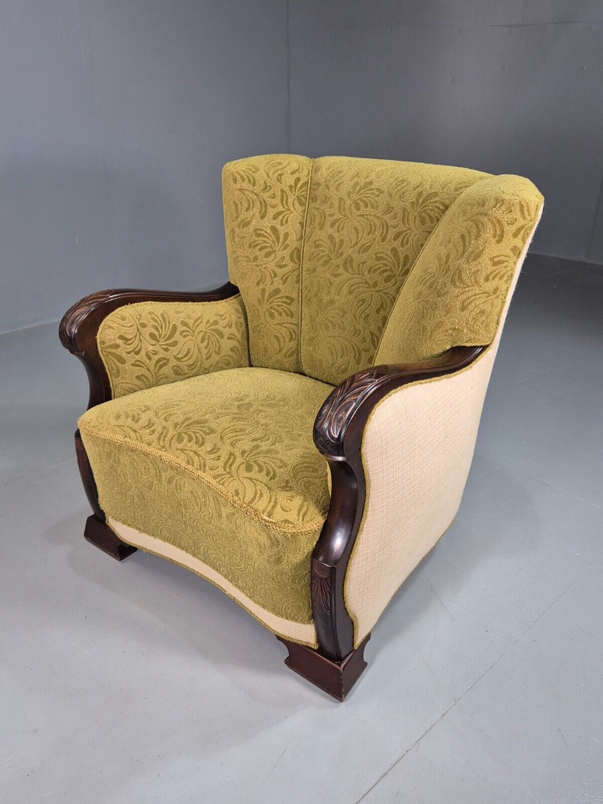 Vintage Danish Lounge Chairs Green and Cream Shell Back 1940s Deco EB7658 VCLO - UKDK FURNITURE