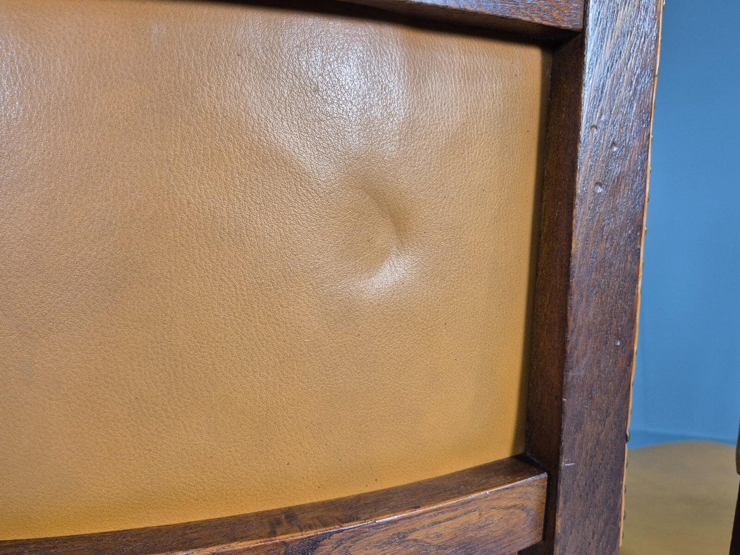 Vintage Tan Leather Dining Chairs Oak Frames 1950s Danish Design EB9660 VDIN - UKDK FURNITURE