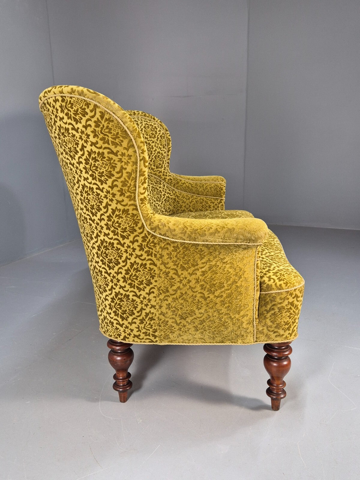Antique 2 Seater Sofa Camel Back Gold Embossed Velour Danish Design EB9580 V2SS - UKDK FURNITURE