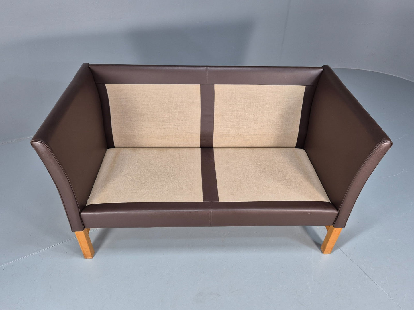 Mid Century Two Seater Sofa Vintage Danish Brown Leather Retro 1970 EB10094 M2SS6