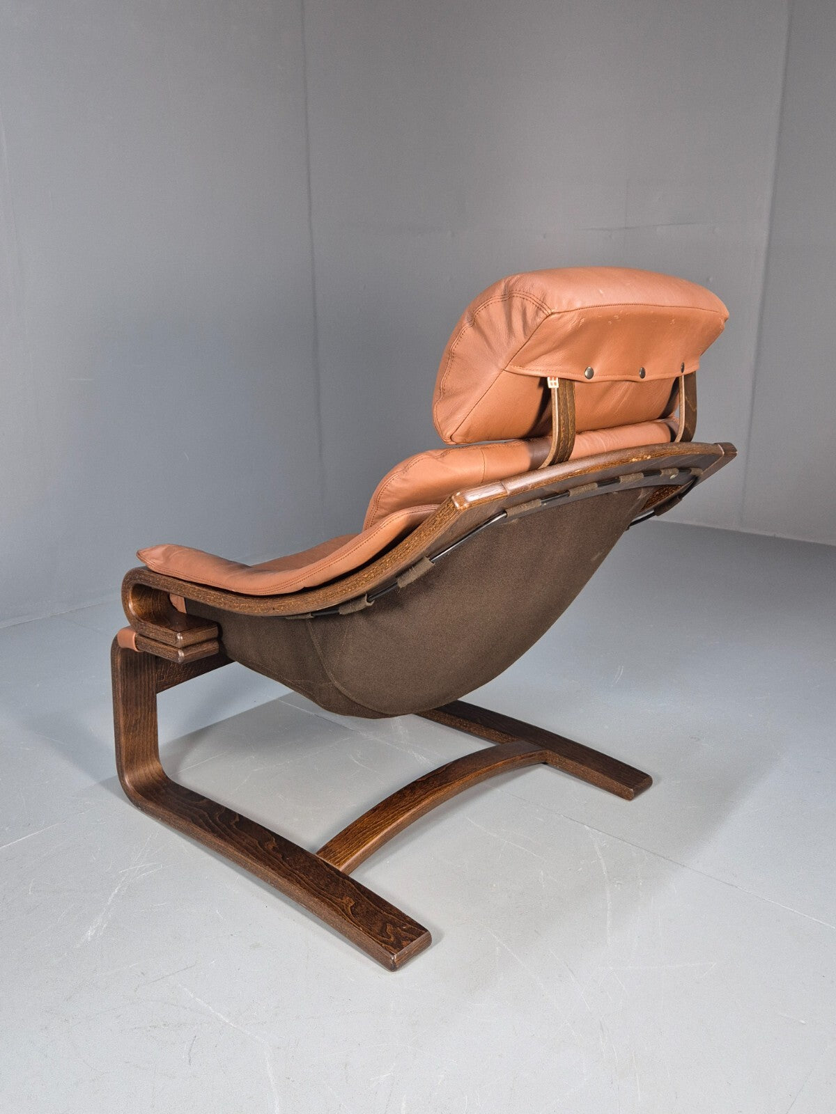 Vintage Skippers Apollo Brown Leather Bentwood Lounge Chair Danish EB9306 MBEN - UKDK FURNITURE