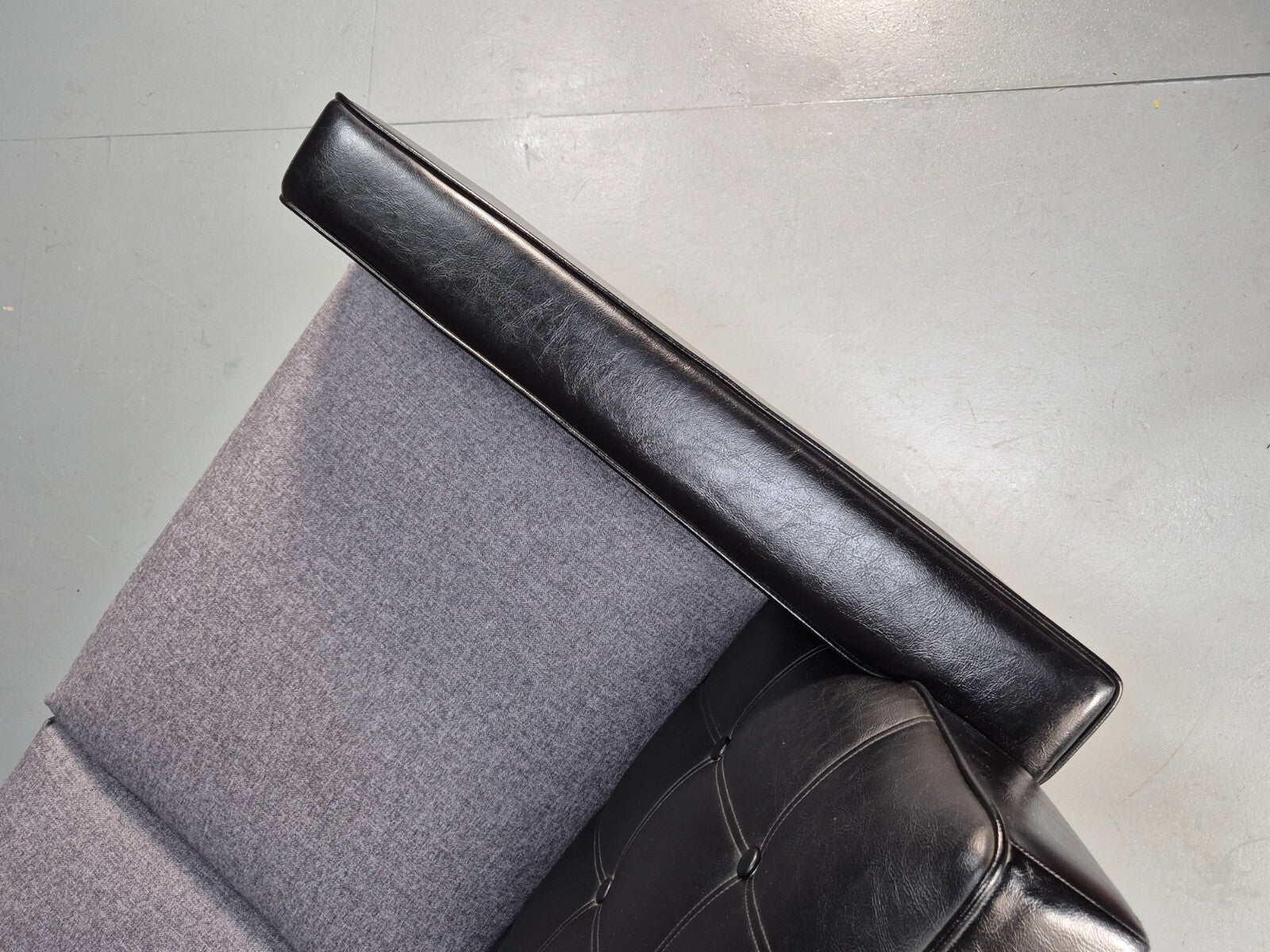 Vintage 3 Seater Sofa Black Leather Teak Frame Futura Mobler Mid Century M3SS - UKDK FURNITURE