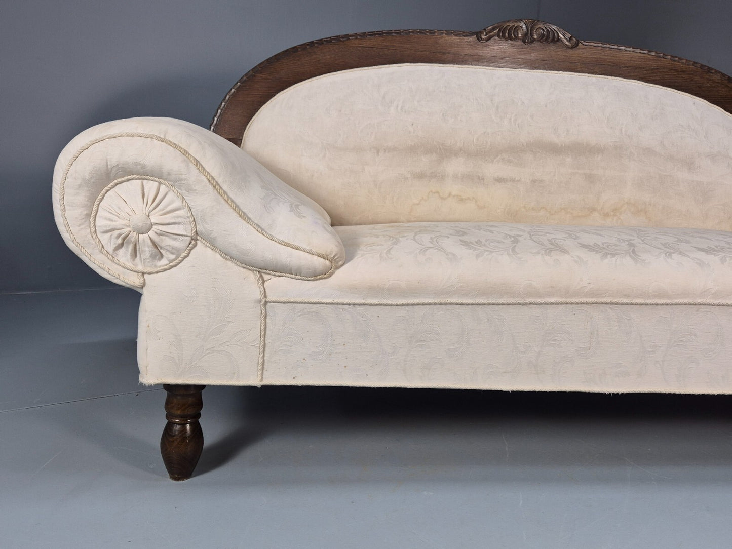 Antique Art Deco Danish Chaise Lounge Off White Mahogany Frame 1930s EB9623 VCHA - UKDK FURNITURE