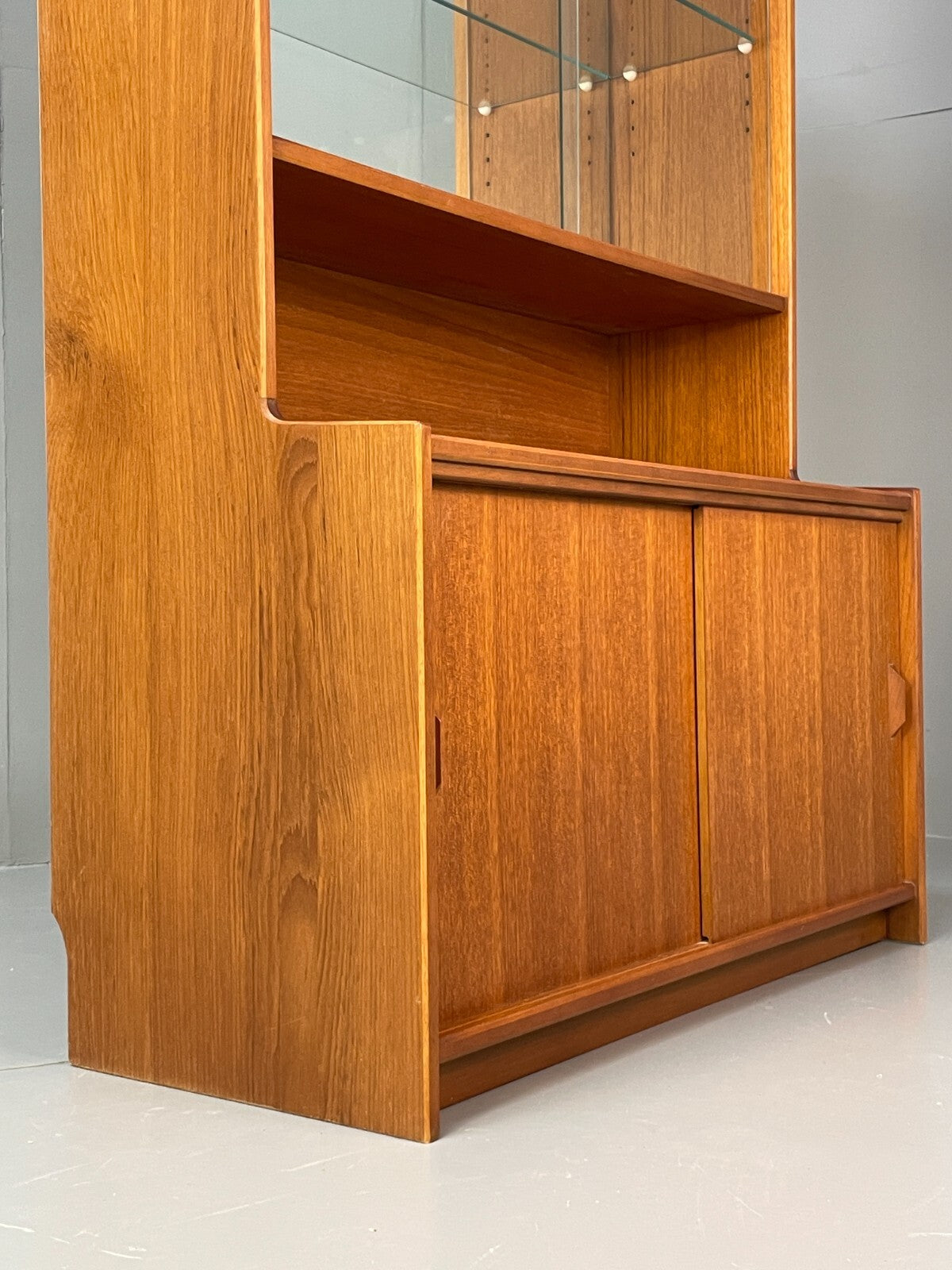 Vintage Teak Wall Unit By Gibbs Furniture 1970s Glazed EB9715 MWOO - UKDK FURNITURE