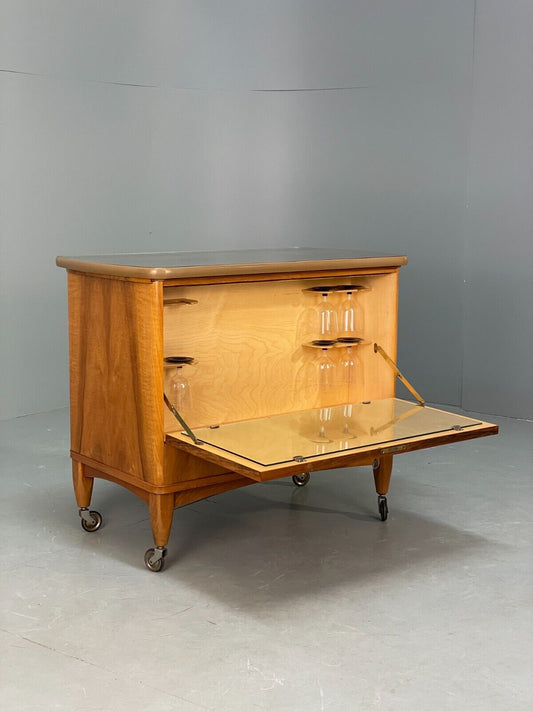 Vintage Walnut Cocktail Cabinet Art Deco Style Sliding Door EB9123 MWOO - UKDK FURNITURE