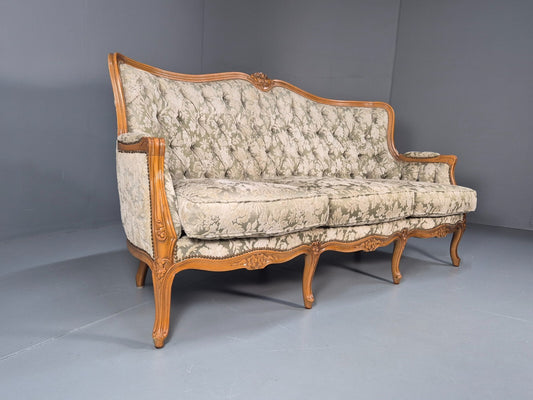 Vintage Danish Rococo Revival Floral upholstered 3 Seat Sofa EB9631 V3SS - UKDK FURNITURE