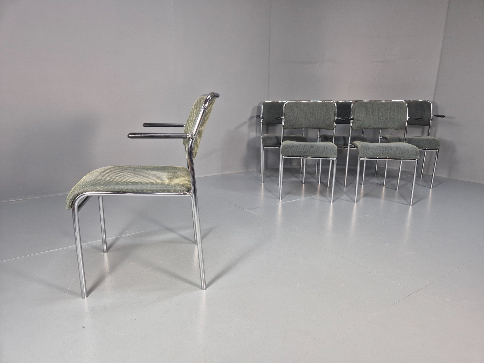 6 1980s Retro Stacking Chairs Chrome Frame Swedish Design Retro MCM EB10606 MSTA4